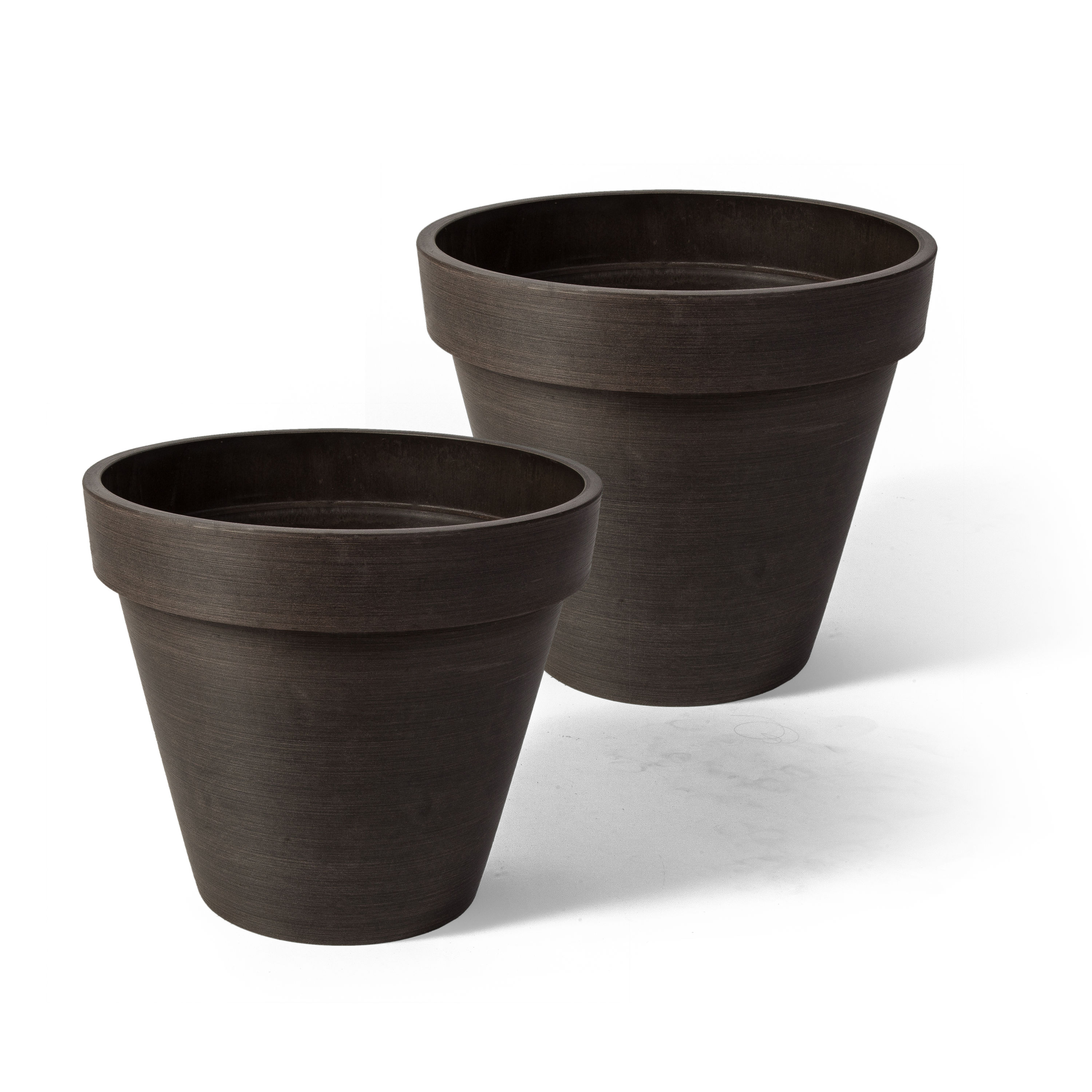 Algreen Products 18126 2 -Pack Round 8.0-in W Small Brown Mixed/Composite Indoor/Outdoor Planter with Drainage Holes