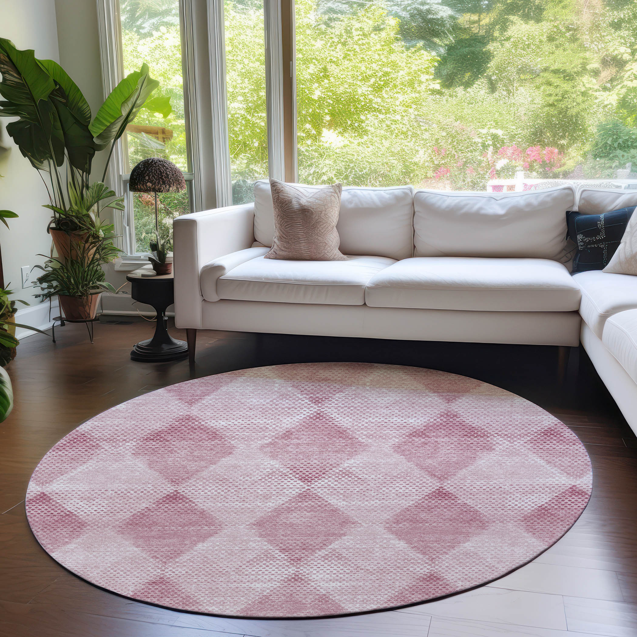 Addison Rugs ACN539MM8RO Chantille 8 x 8 (ft) Polyester Merlot Round Indoor/Outdoor Geometric Mid-Century Modern Machine washable Area rug