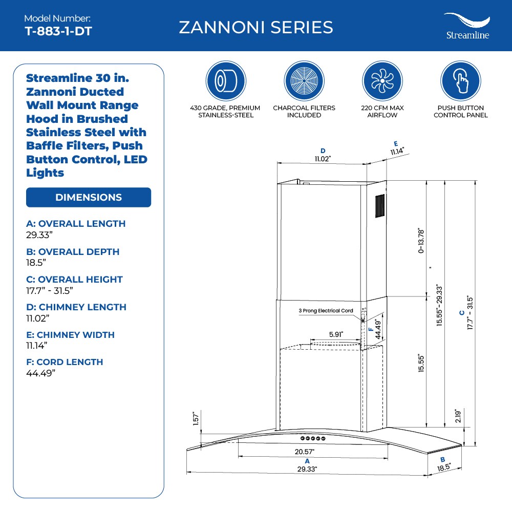 Streamline T-883-1-DT Wall-Mounted-Range-Hoods - View #9