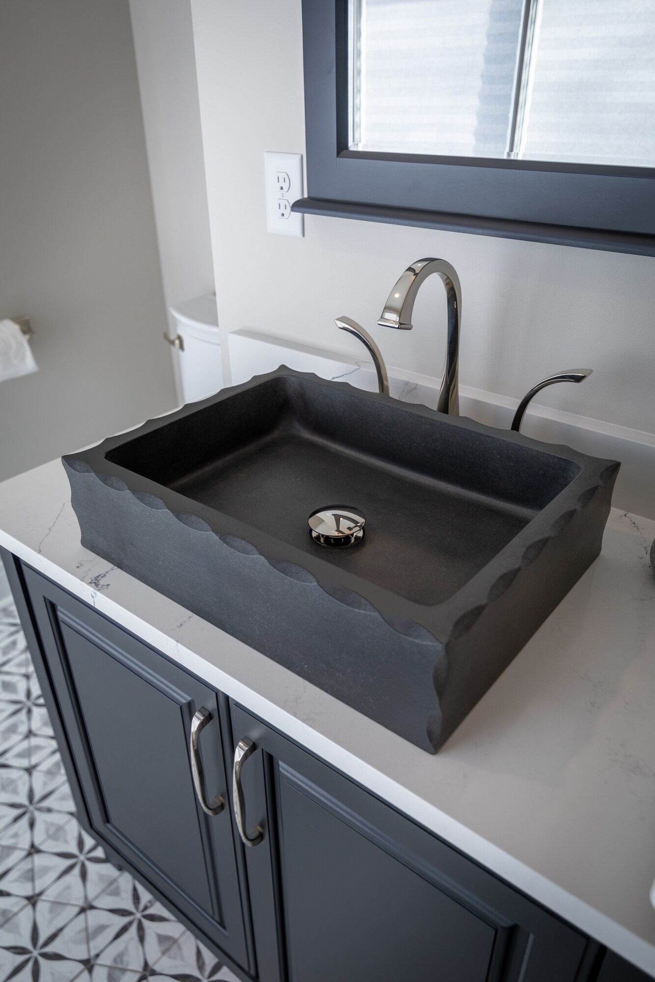 Eden Bath 20'' Black Stone Rectangular Vessel Sink