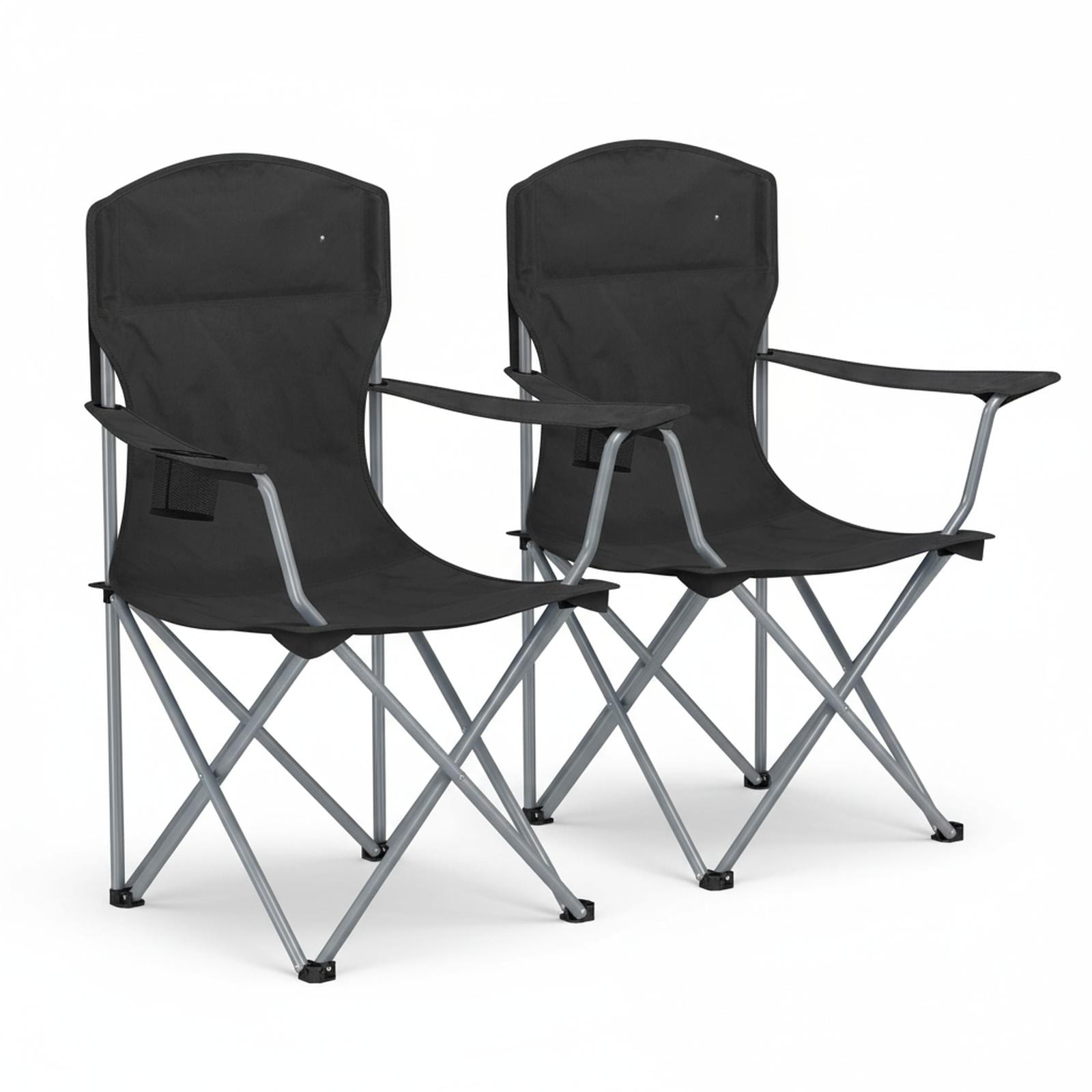 Baginizer - Set Of 2 Folding Camping Chairs 330lb Capacity Comfortable Heavy Duty Outdoor Chairs...