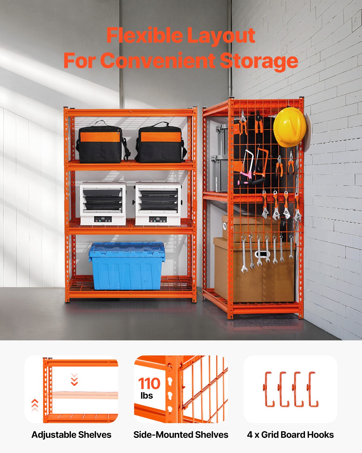 VEVOR Storage Shelves 2400 lbs 4 Tier Heavy Duty Garage Shelving