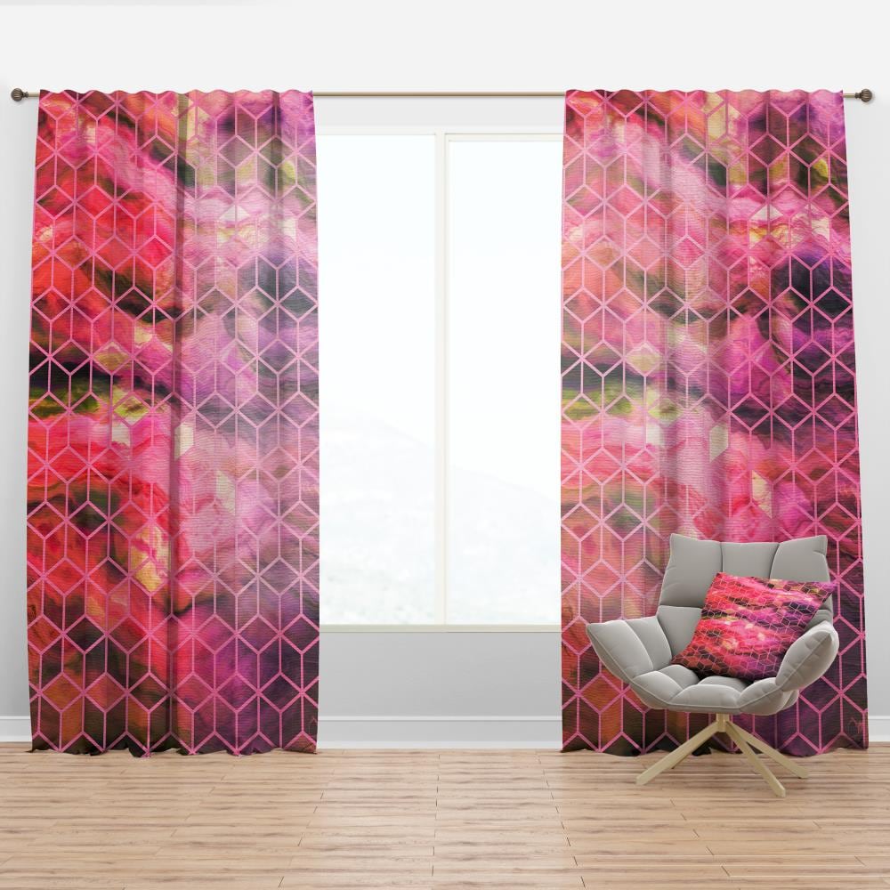 Designart CTN19151-52-108 108-in Purple Geometric Room darkening Thermal lined Rod pocket Single curtain panel