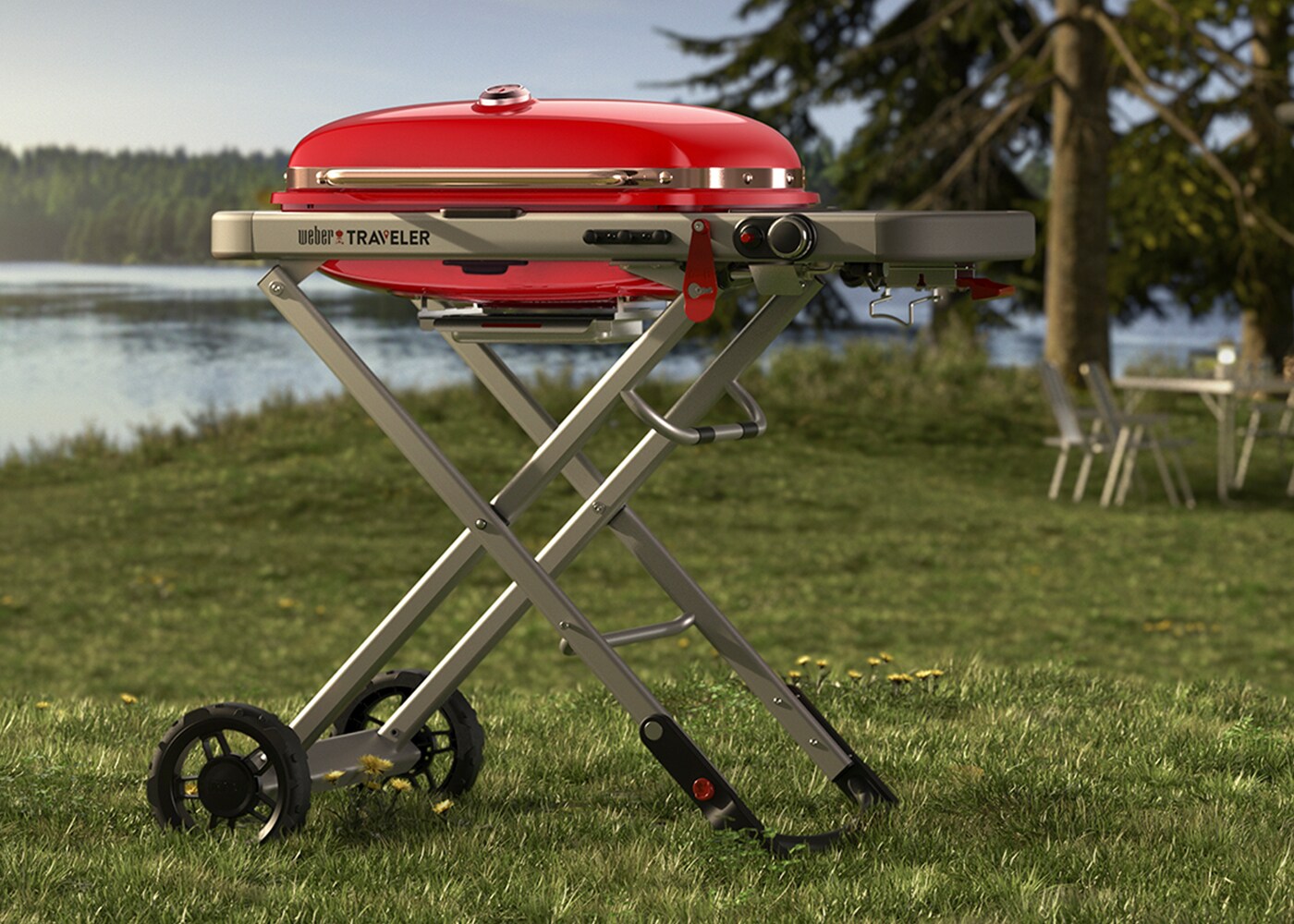 er Traveler 320Sq in Red Portable Gas Grill in the Portable Grills department at