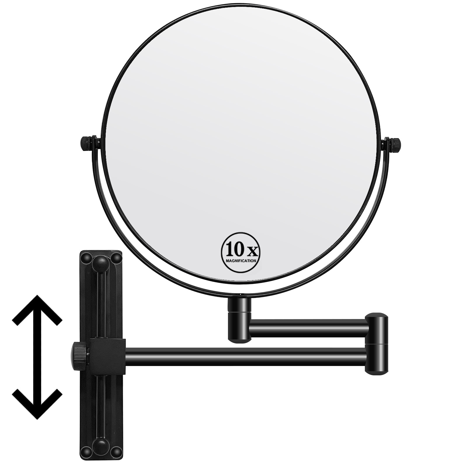 Maocao Hoom BH71314 17-in x 10.8-in Black Double-Sided 10x Magnifying Wall-mounted vanity mirror