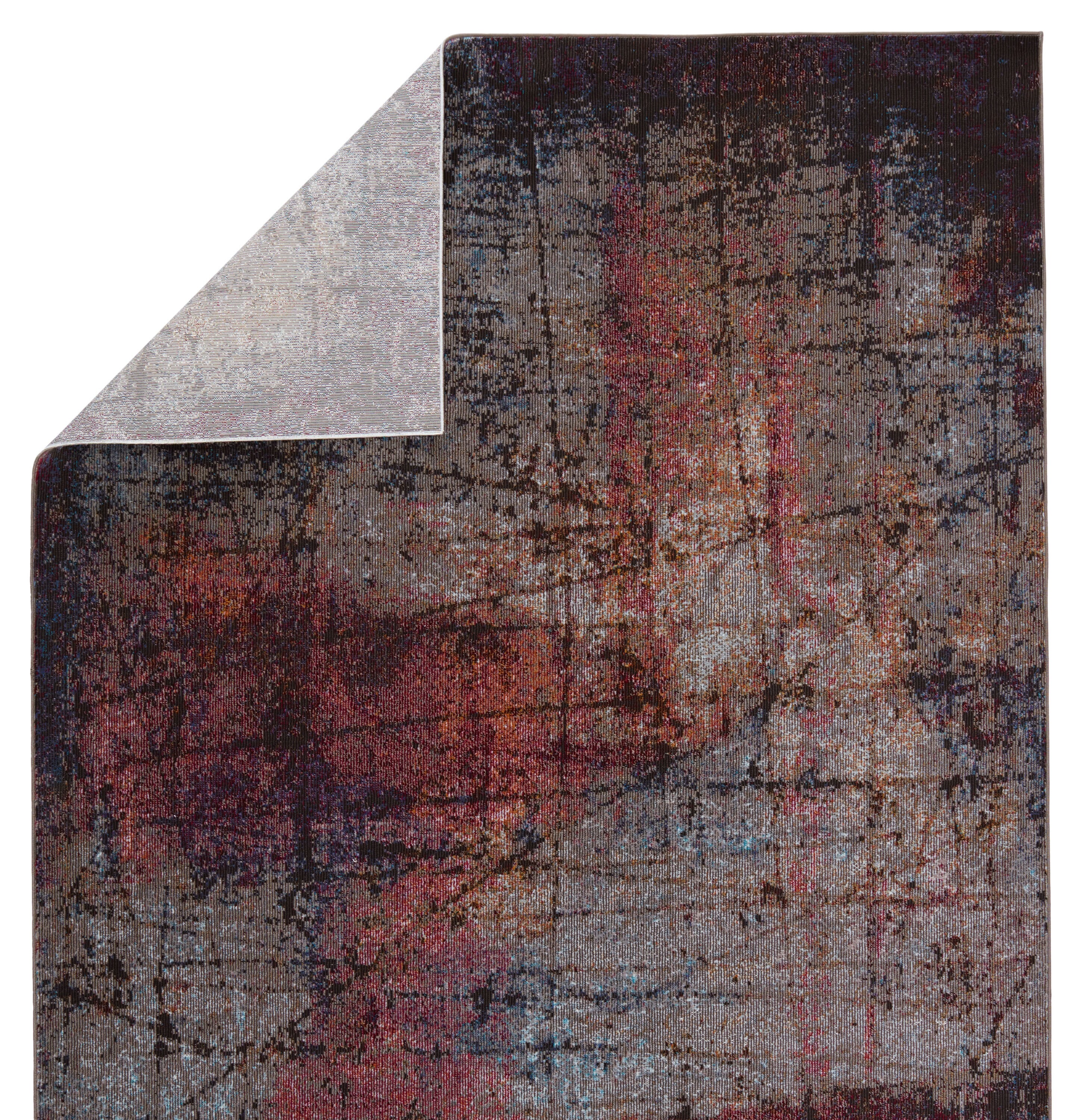 Borealis Abstract Magenta and Gray 6'x9' Synthetic Area Rug