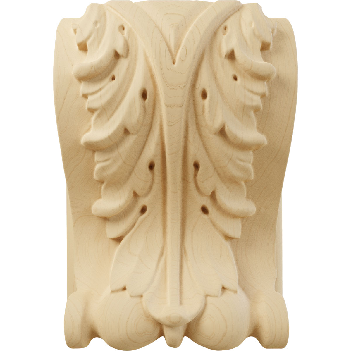 Alder Wood Medium Acanthus Block Corbel with Backplate