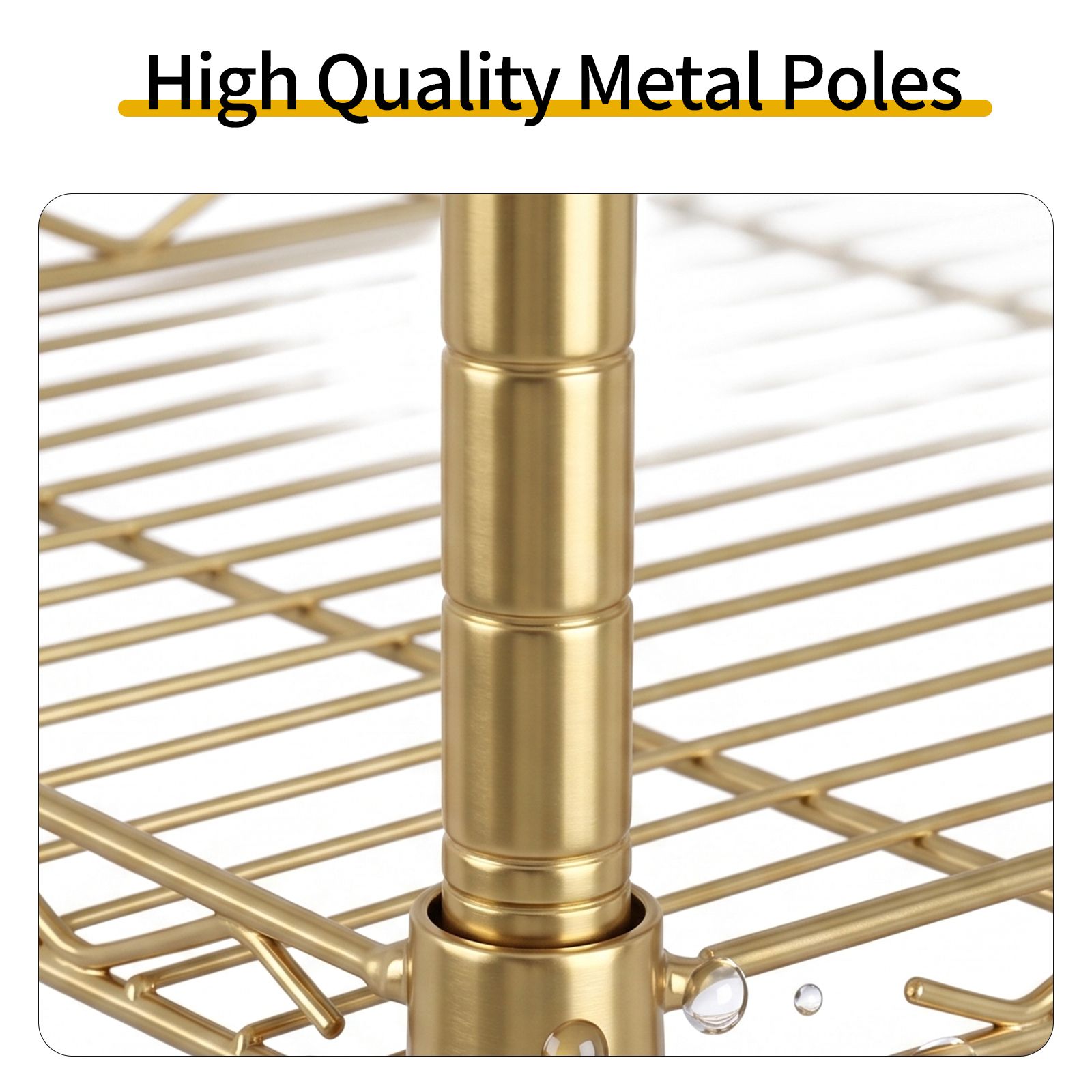 JUSHUA 5-Layer Iron Display Rack High-Gloss Gold Adjustable Shelf ...