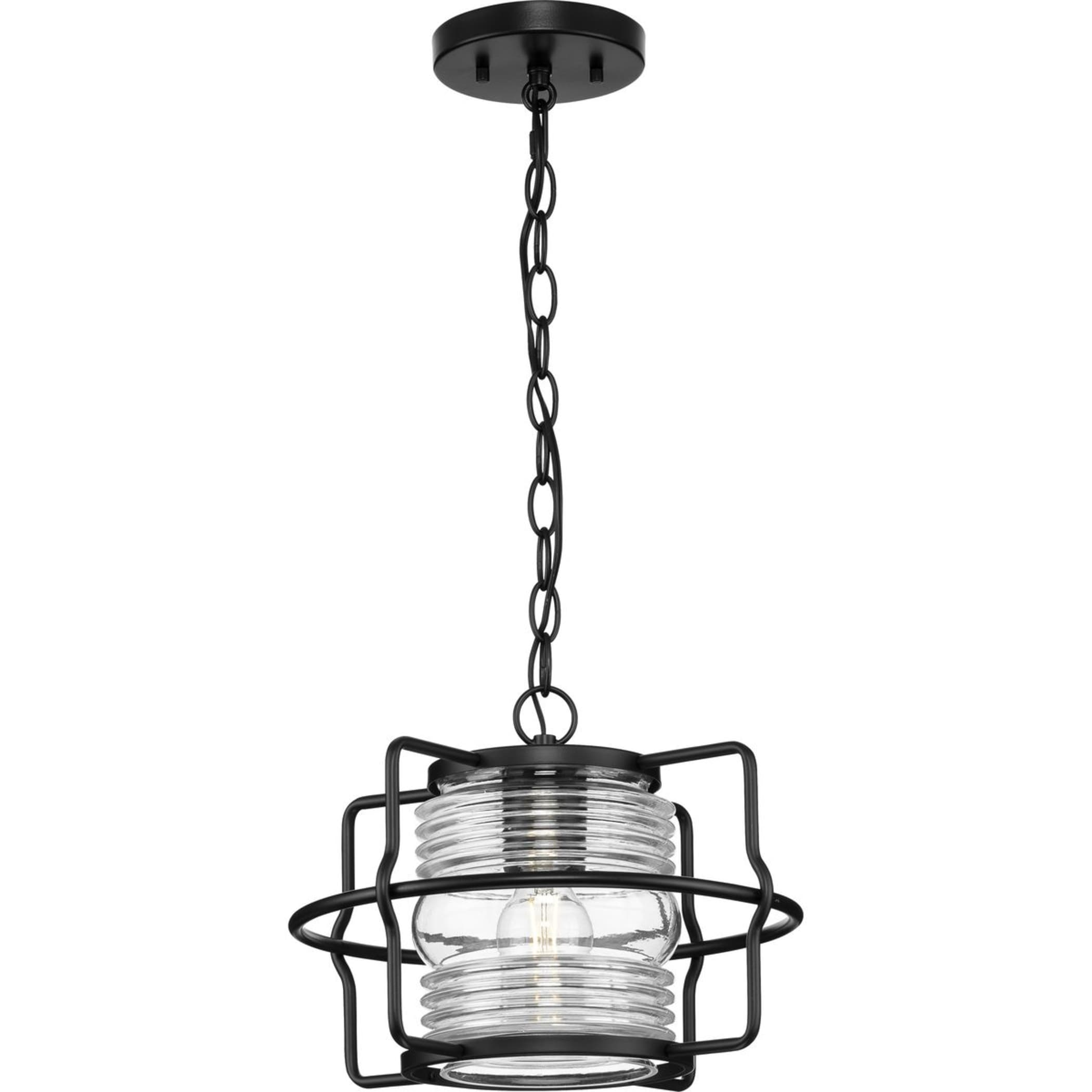 Keegan 13" Matte Black Glass Outdoor Hanging Lantern