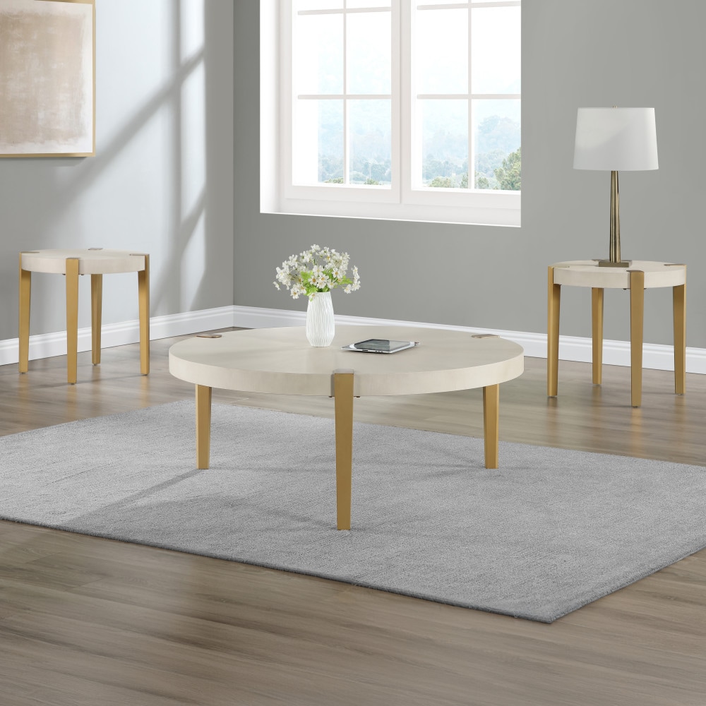 Steve Silver Gracie 3 -Piece Midcentury Washed White Oak Accent Table Set