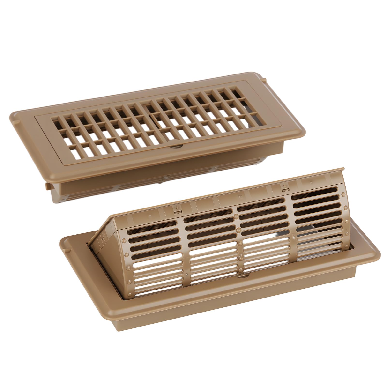 ITOPFOX  2 in 1 Vent Deflector Floor Register Cover Adjustable Airflow 4x10 Brown Durable ABS for Home Office Ceiling Easy Install 2 Pack