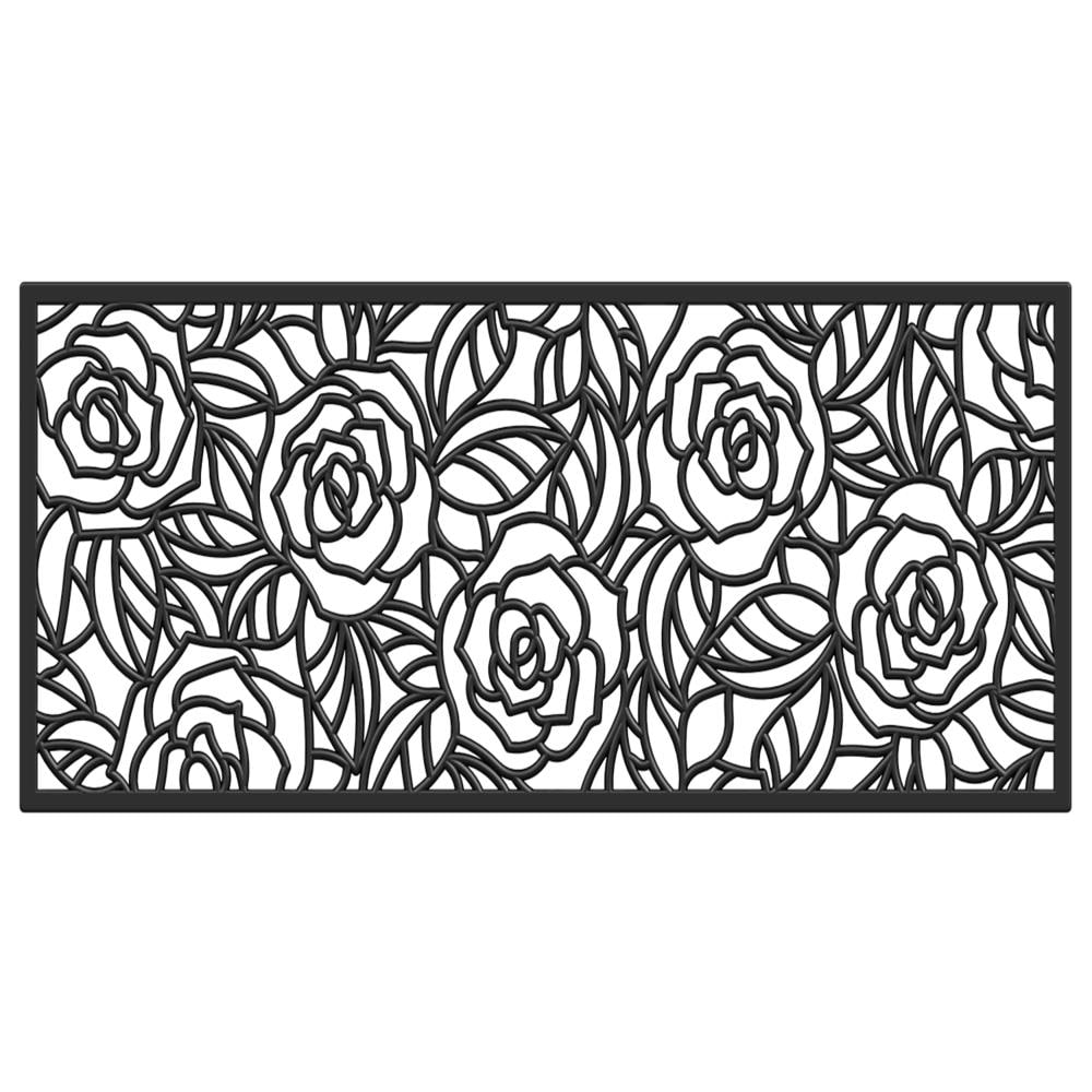 Black Rose Rubber Non-Slip Rectangular Indoor/Outdoor Doormat