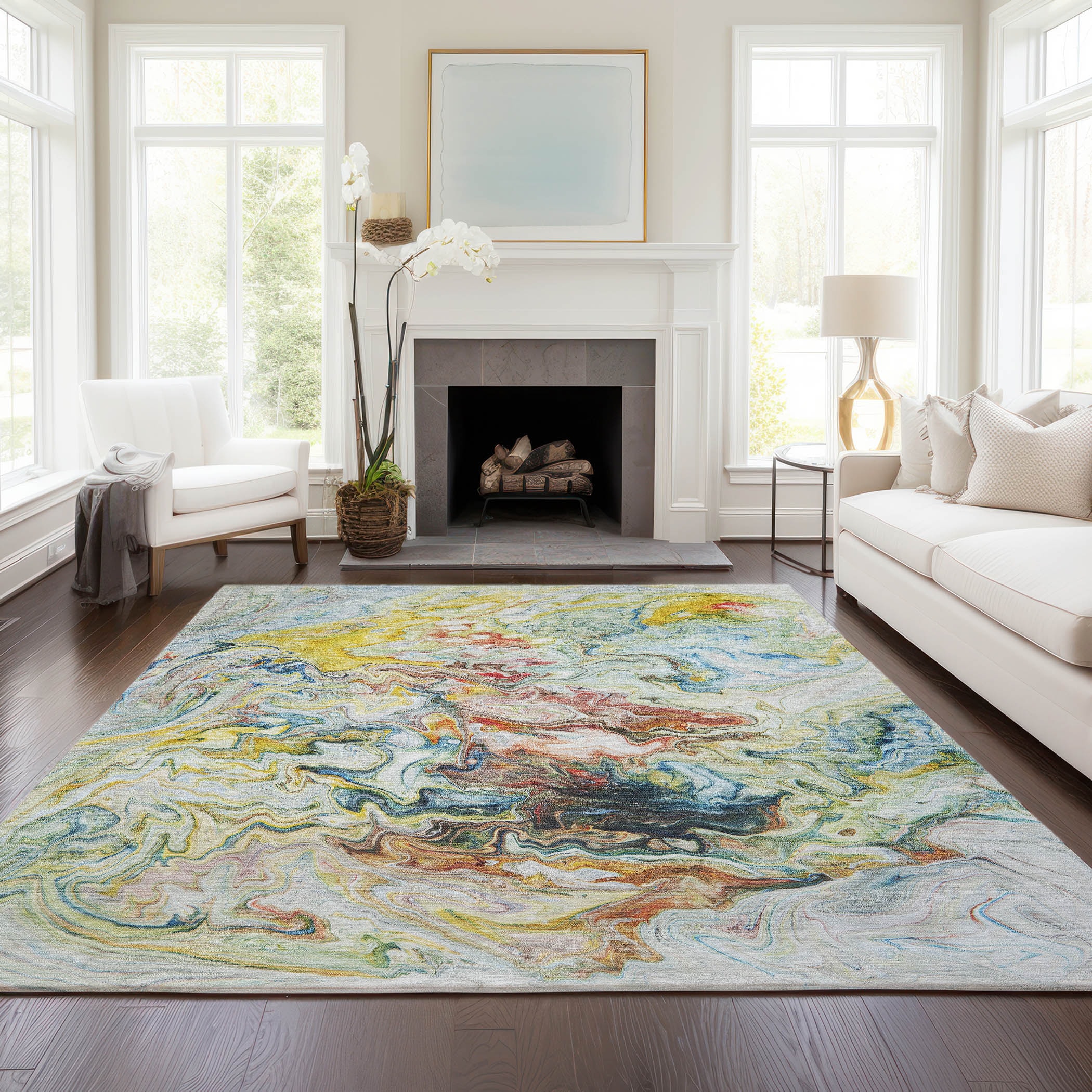 Addison Rugs ACN603IV5X8 Chantille ACN603IV 5 x 7 (ft) Polyester Ivory Rectangular Indoor/Outdoor Abstract Machine washable Area rug