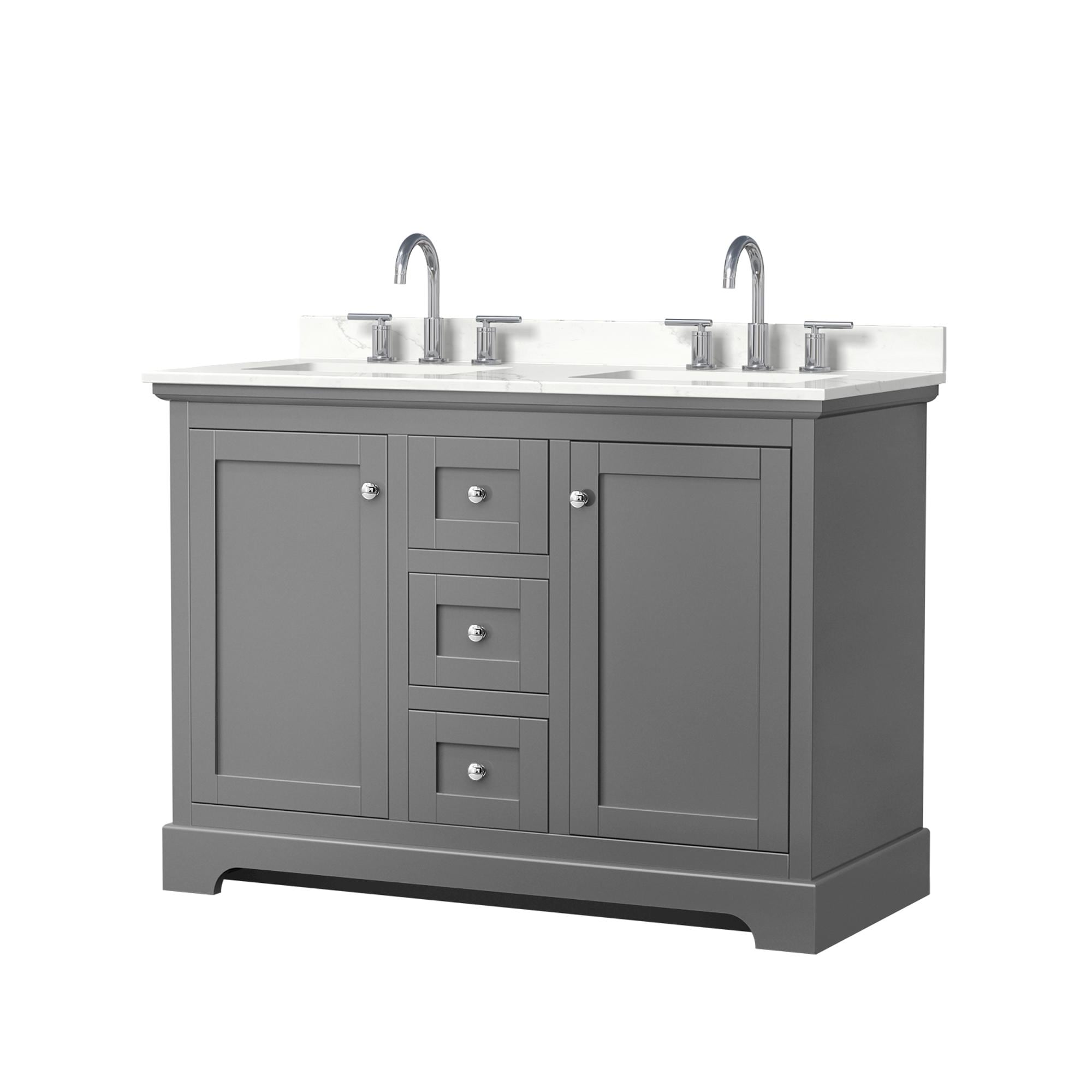 Wyndham Collection WCV232348DKGGTUS3MXX Avery 48-in Dark Gray Undermount Double Sink Bathroom Vanity with Giotto Quartz Top