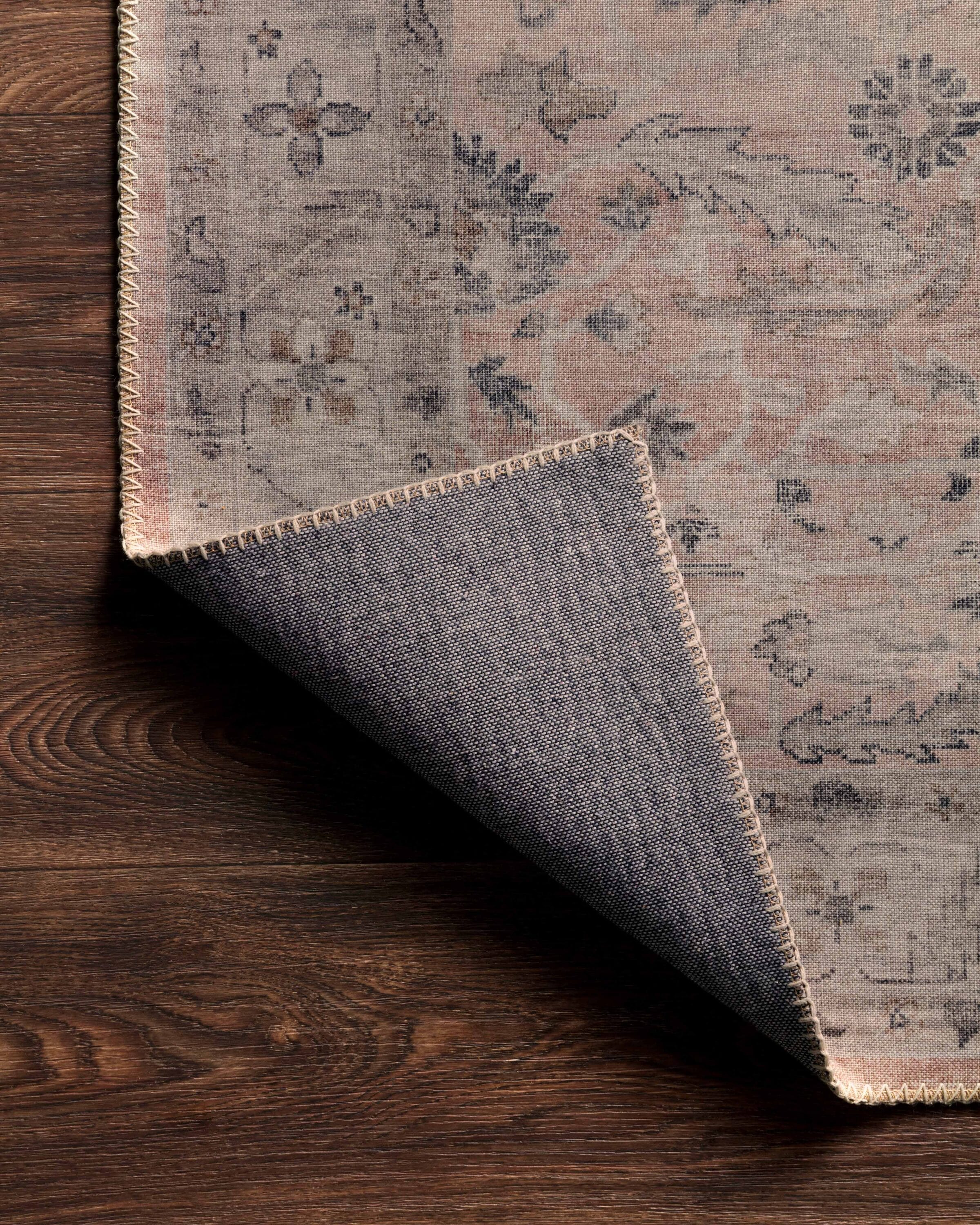 Ivory and Blush Oriental Synthetic 4' x 6' Reversible Rug