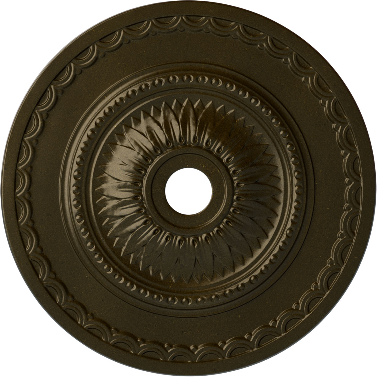 Ekena Millwork CM29SFGGS Sunflower 29.5-in W x 29.5-in L Painted Green Gold Polyurethane Whole Ceiling Medallion