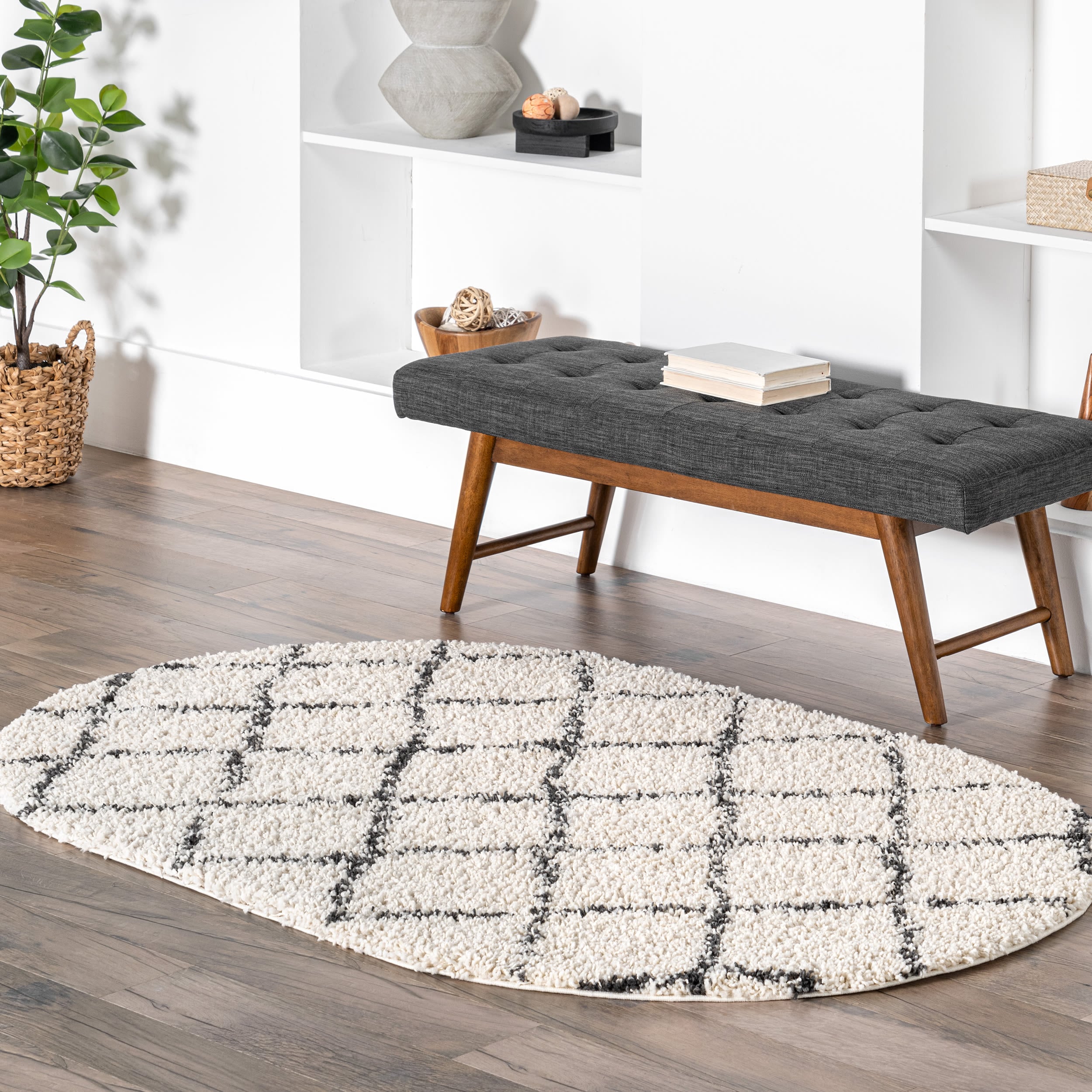 nuLOOM GCDI08A-O406 Jessie 4 x 6 (ft) Loomed Polypropylene Off White Oval Indoor Geometric Area rug