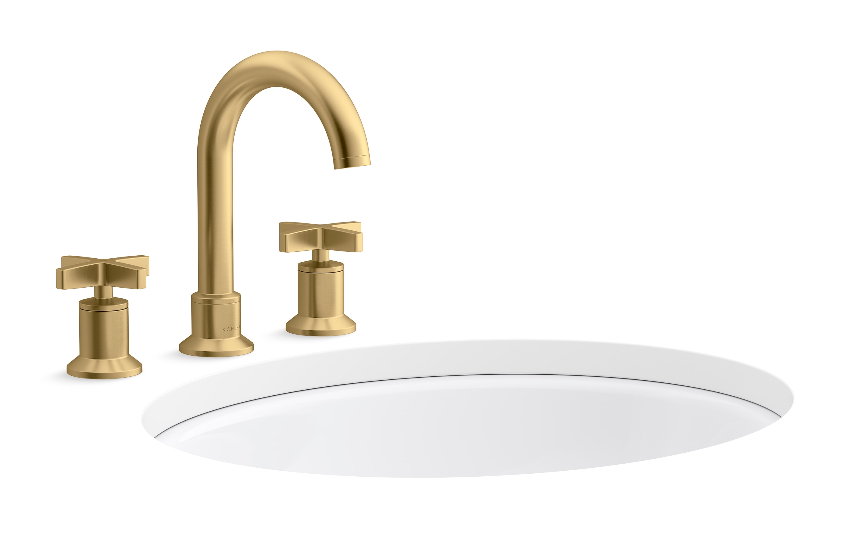 Kohler Premise Vibrant Brushed Moderne Brass Widespread 2 Handle Watersense Bathroom Sink Faucet