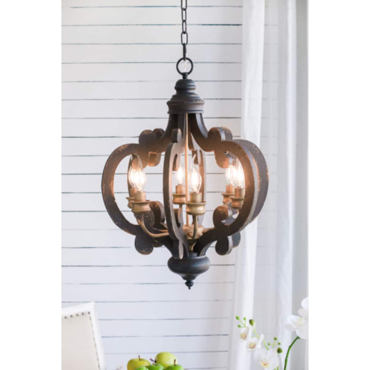 Dacicica French Country Wood Chandelier 6 Light Farmhouse Pendant Light