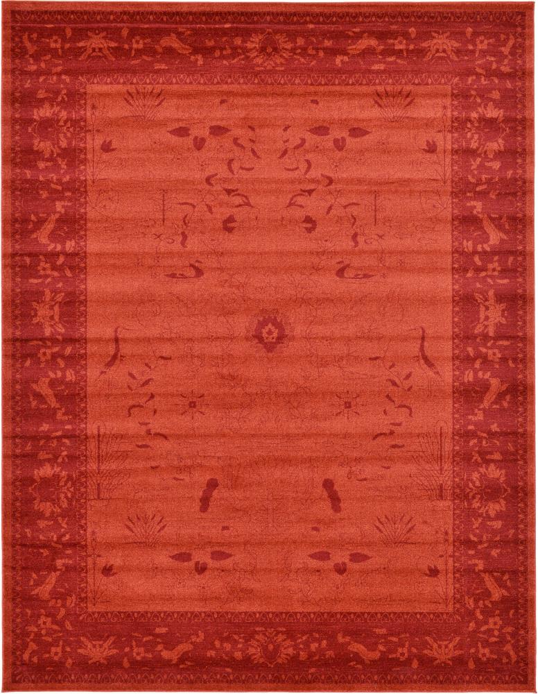 Unique Loom 3120484 Floral La Jolla 10 x 13 (ft) Loomed Polypropylene Orange/Burgundy Rectangular Indoor Floral/Botanical Area rug