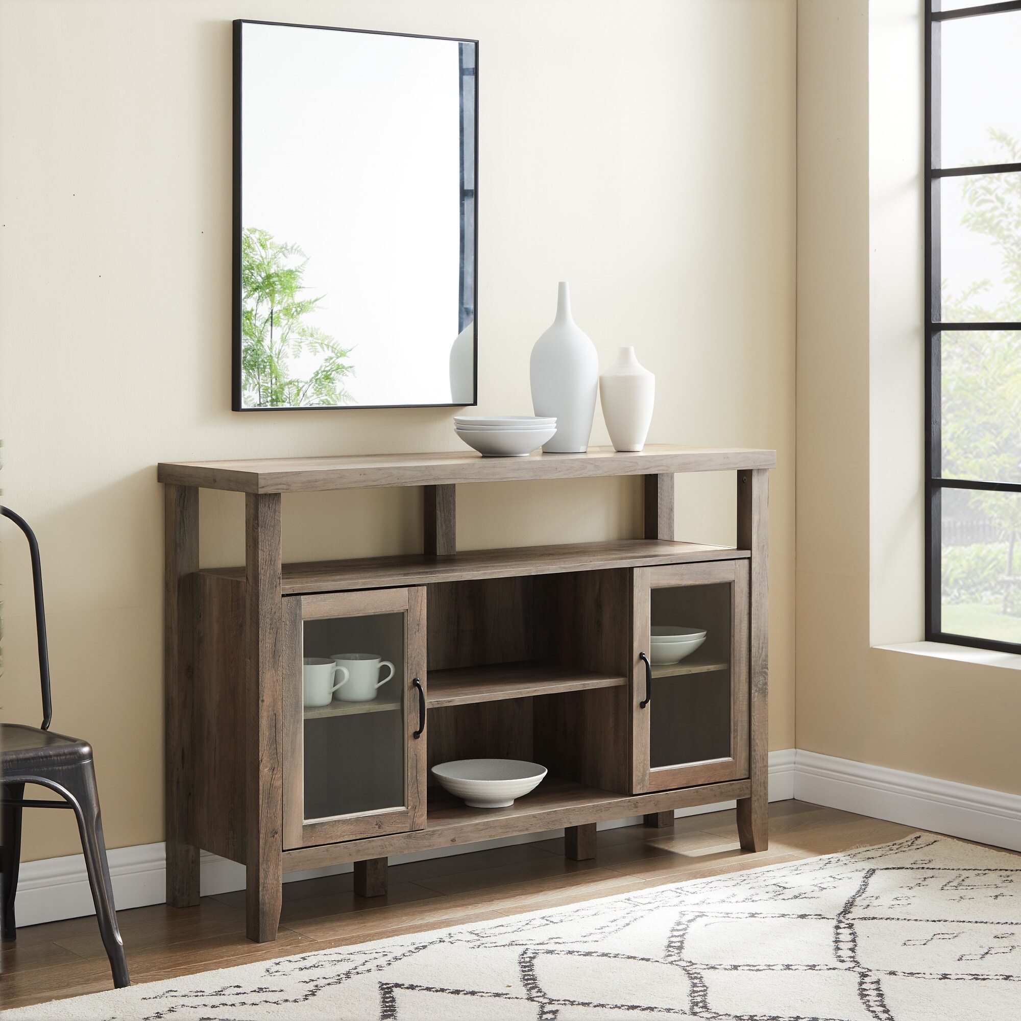 Walker Edison Transitional Grey Wash Tv Stand (Accommodates TVs up to ...