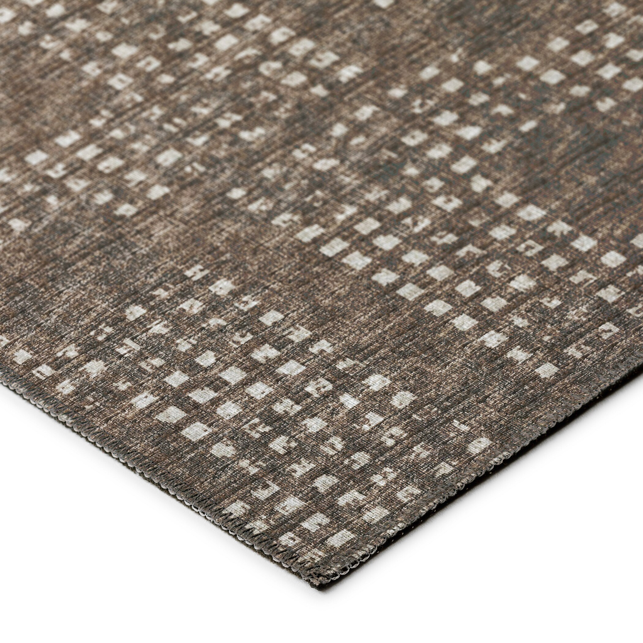 Brown Geometric Chenille 9' x 12' Washable Area Rug