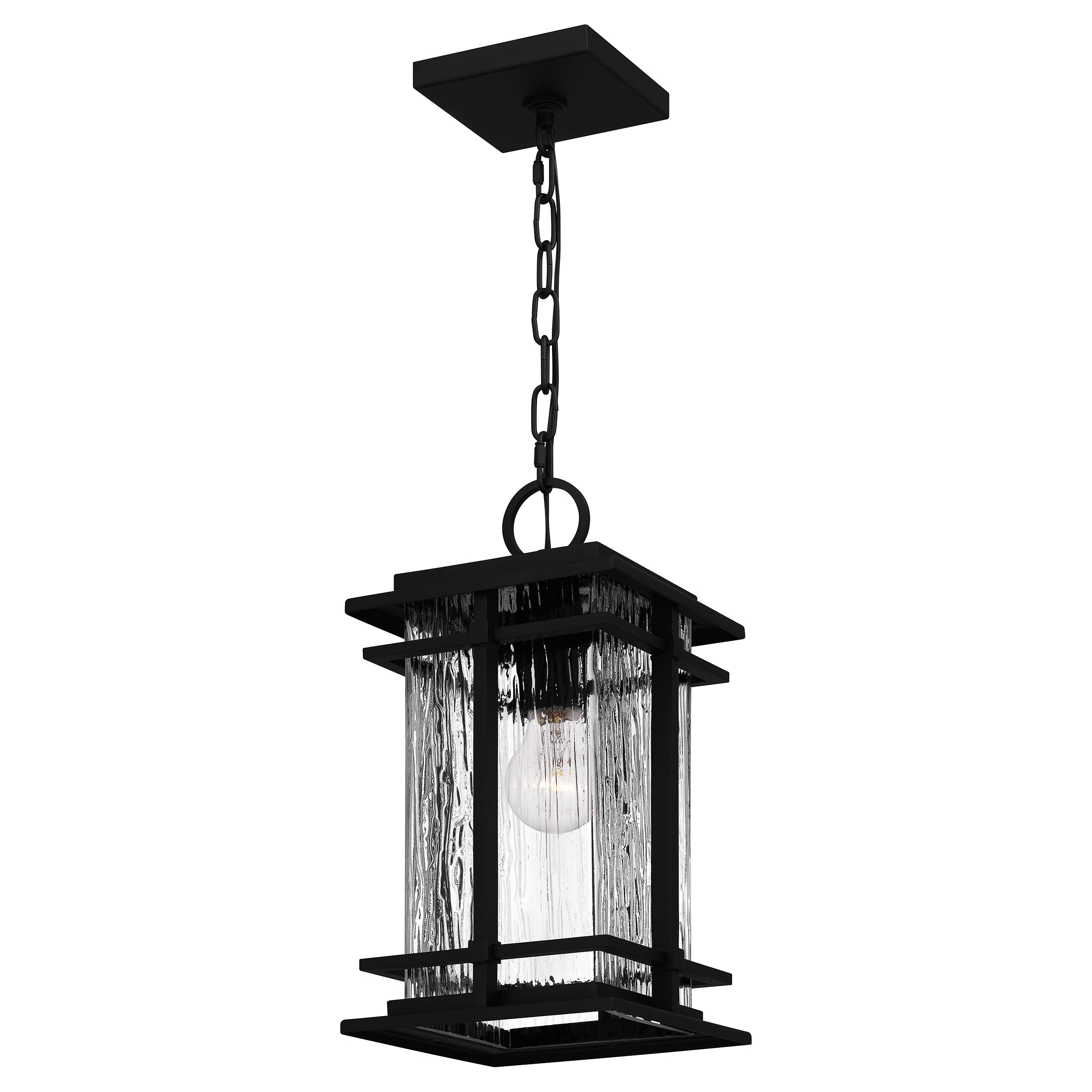 Quoizel Mcalister Earth Black Transitional Clear Glass Lantern Outdoor Hanging Pendant Light At