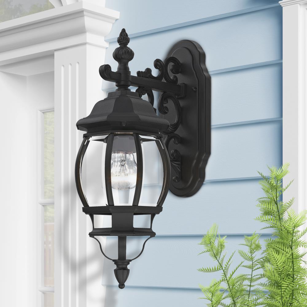Black Aluminum Outdoor Wall Mount Lantern with Clear Glass