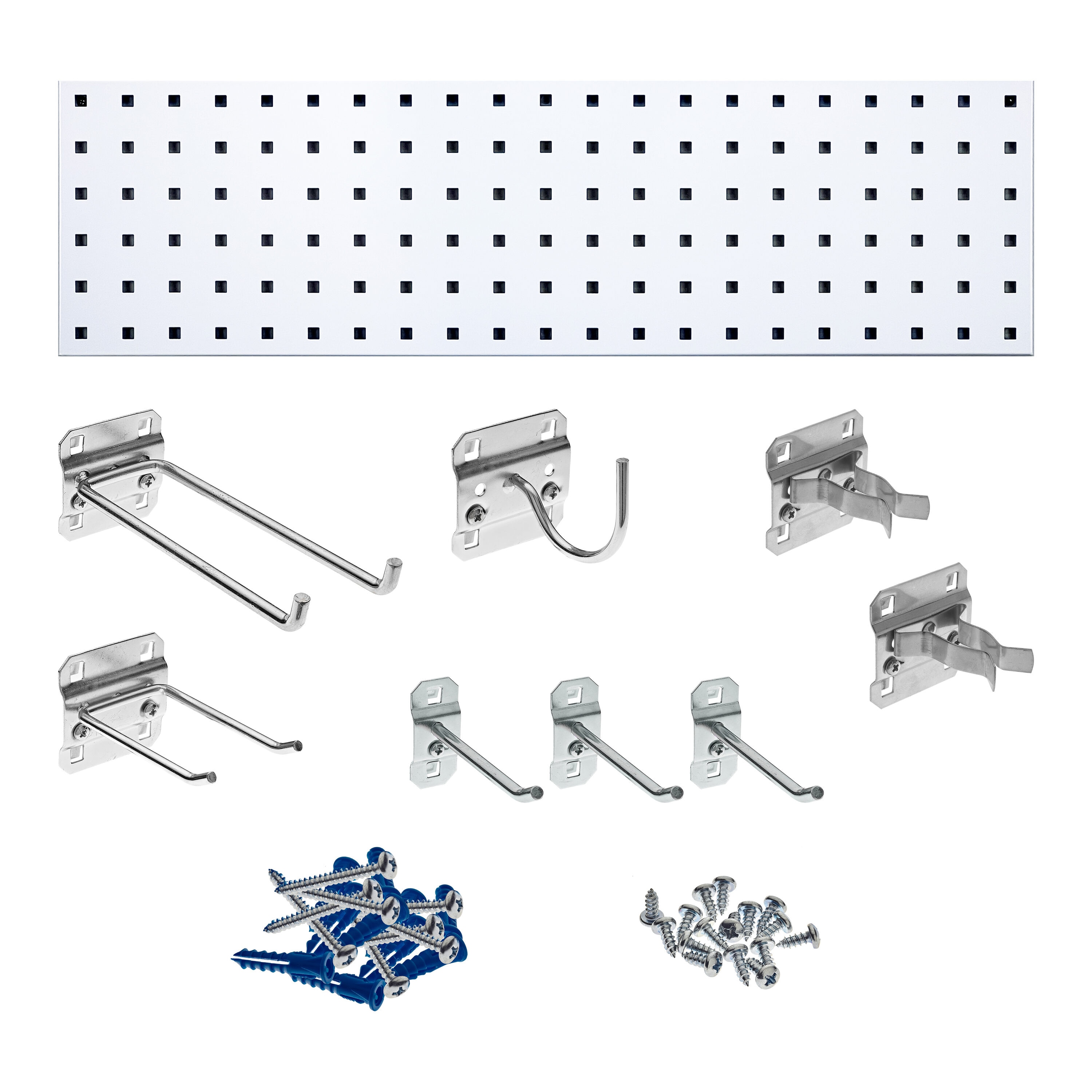 Triton Products LBS31G-WHT LocBoard 9 -Piece Steel Pegboard kit in White 31.5-in W x 9-in H