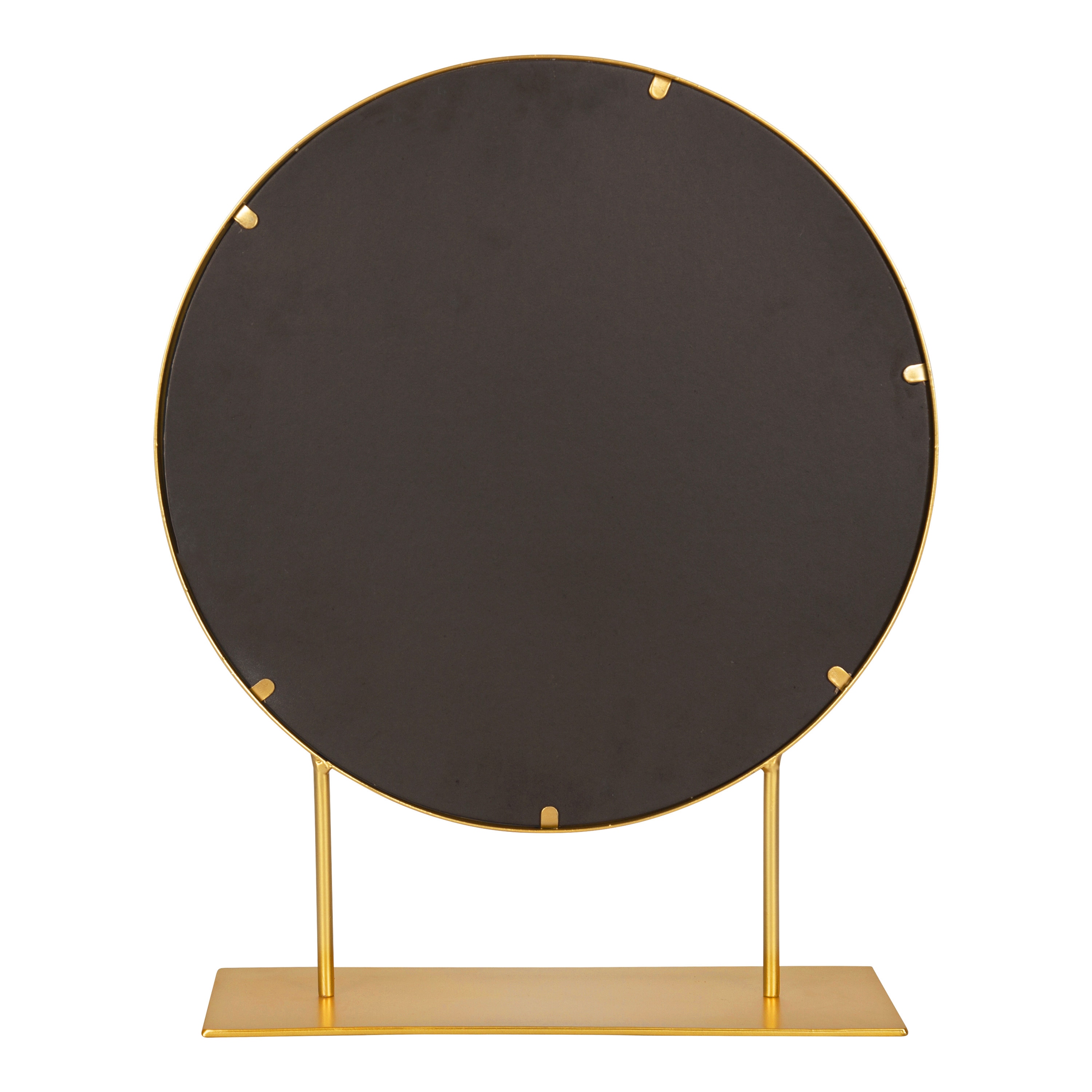 Gold Metal Frame Round Table Mirror with Stand, 18"