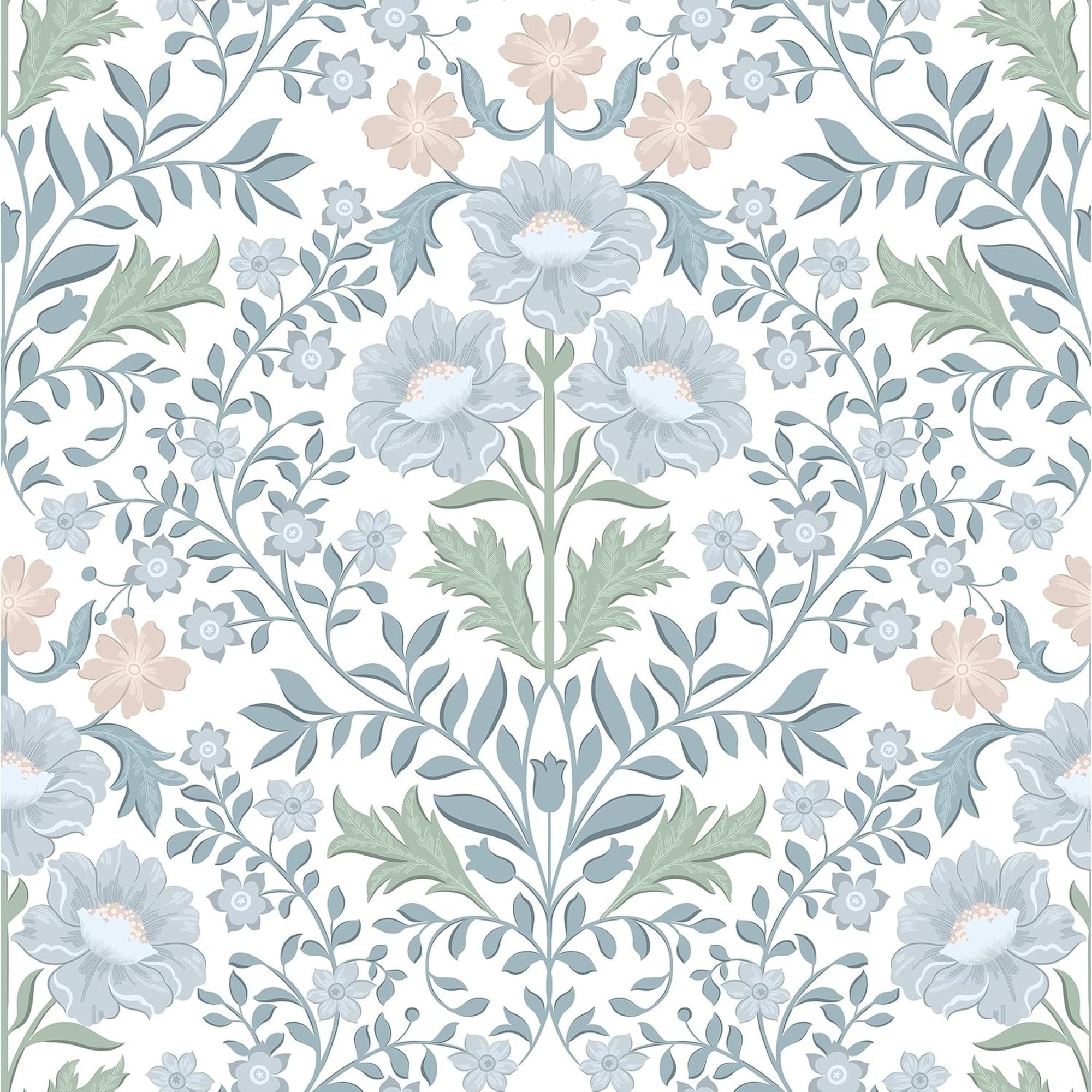 OGETFUUR 47.15-sq ft Boho Floral Blue and White Wildflower Peel and Stick Wallpaper Removable Self Adhesive Vinyl Contact Paper for Bathroom Bedroom