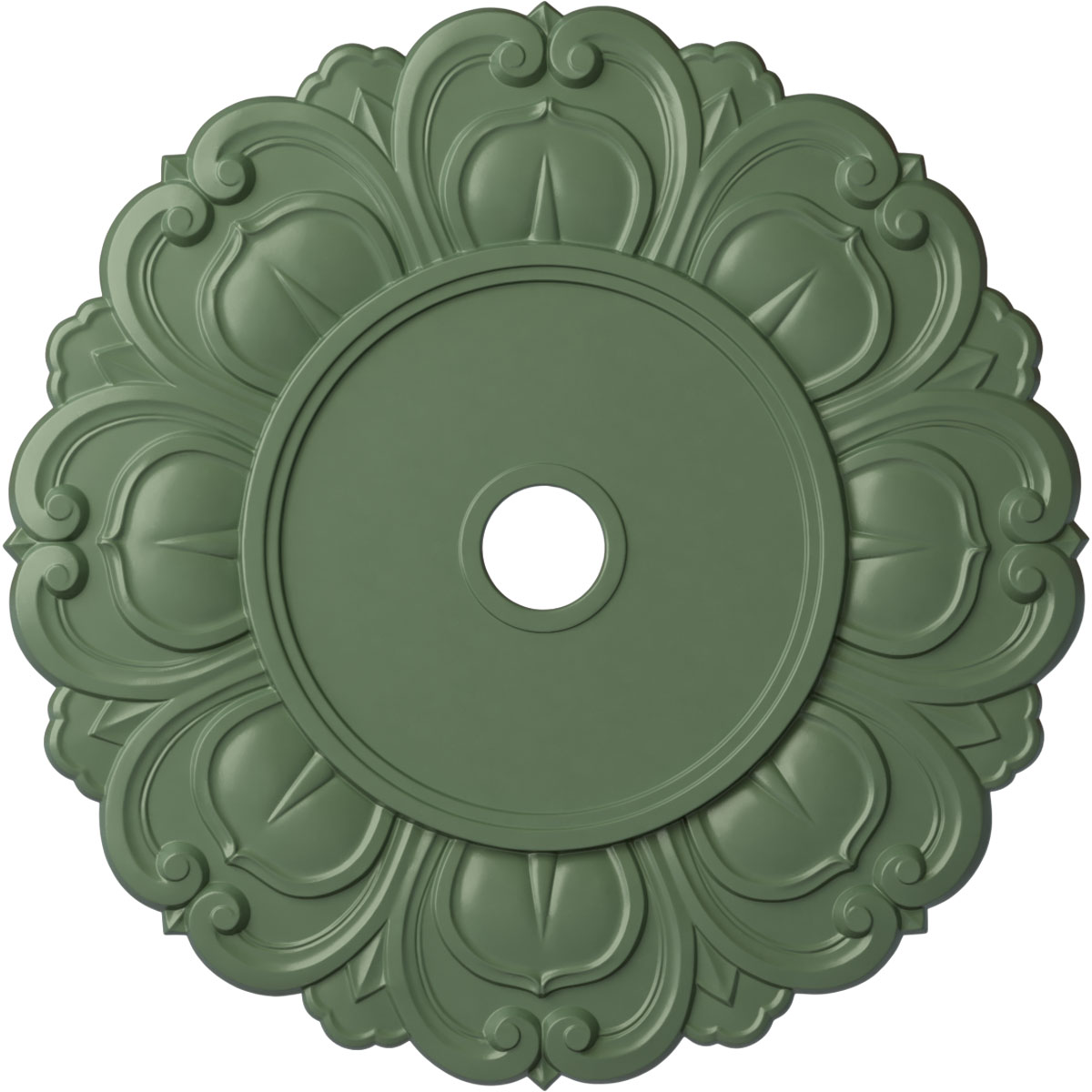 Ekena Millwork CM32ANAGF Angel 32.25-in W x 32.25-in L Painted Athenian Green Polyurethane Whole Ceiling Medallion
