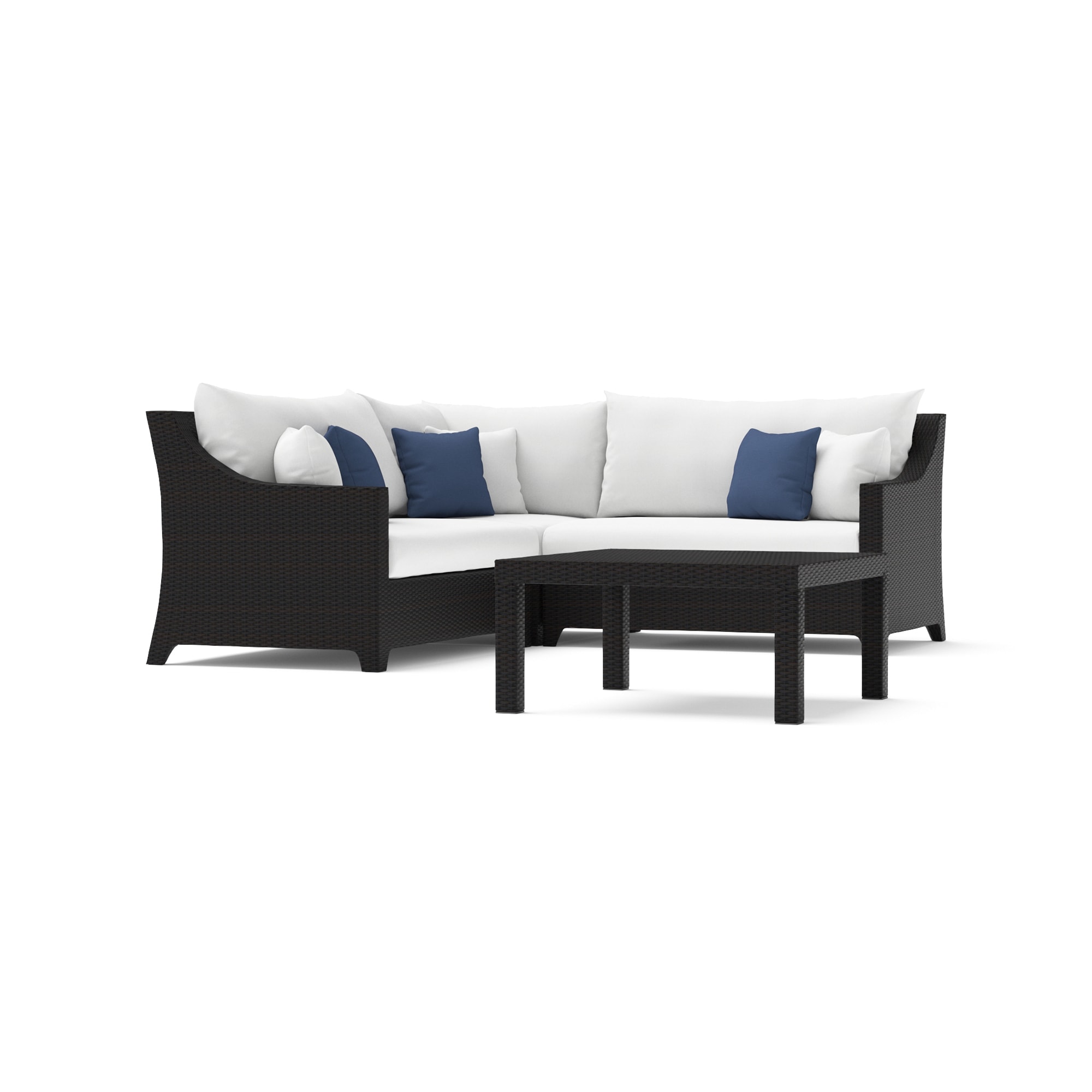 RST Brands OP-PESS4-BINK-K Deco 4 -Piece Wicker 2 Patio Sofa Conversation Set with White Sunbrella Cushions
