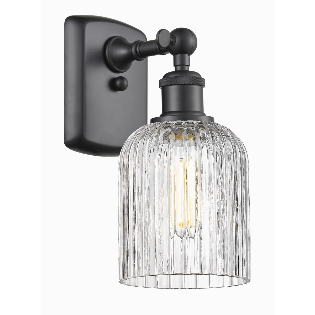 Innovations Lighting -  516-1W-BK-G559-5CL Bridal Veil Sconce Wall Light in Matte Black Clear