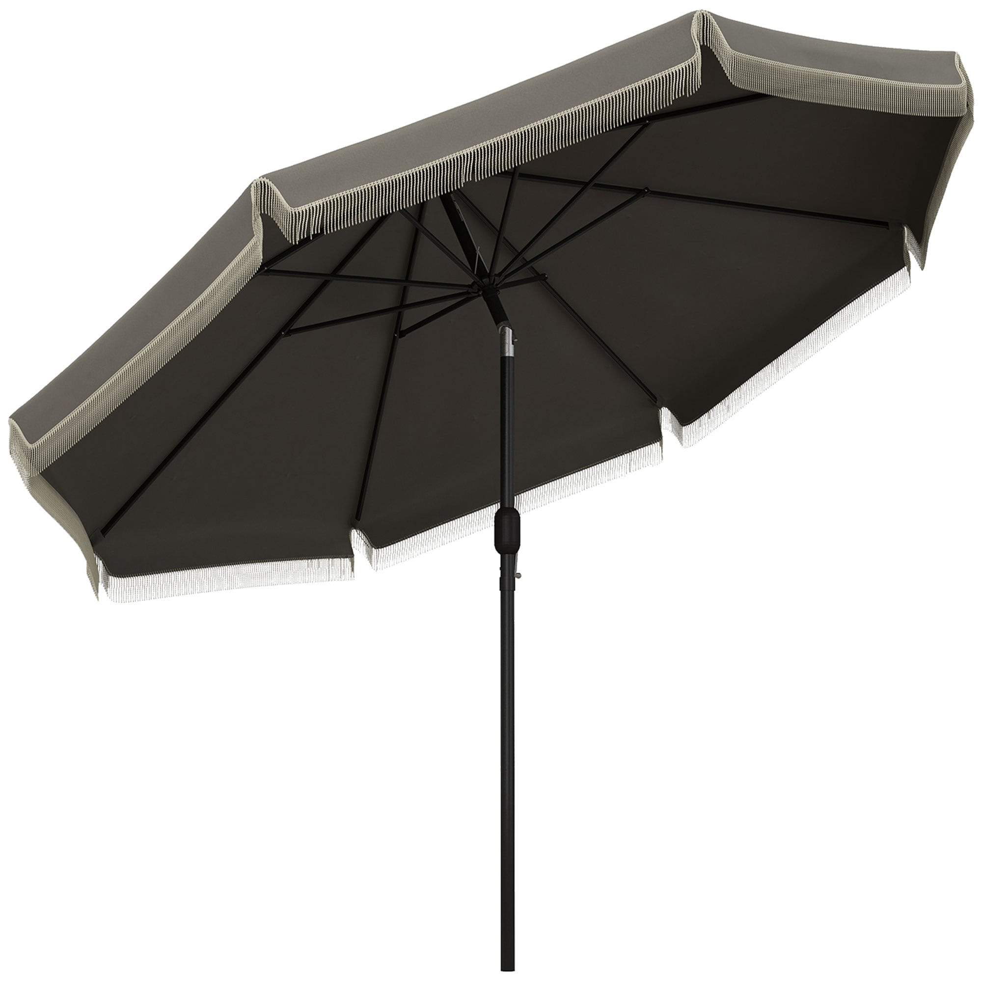 Tatayosi JL-200642 9inch Patio Umbrella with Push Button Tilt and Crank Ruffled Outdoor Market Table Umbrella with Tassles and 8 Ribs