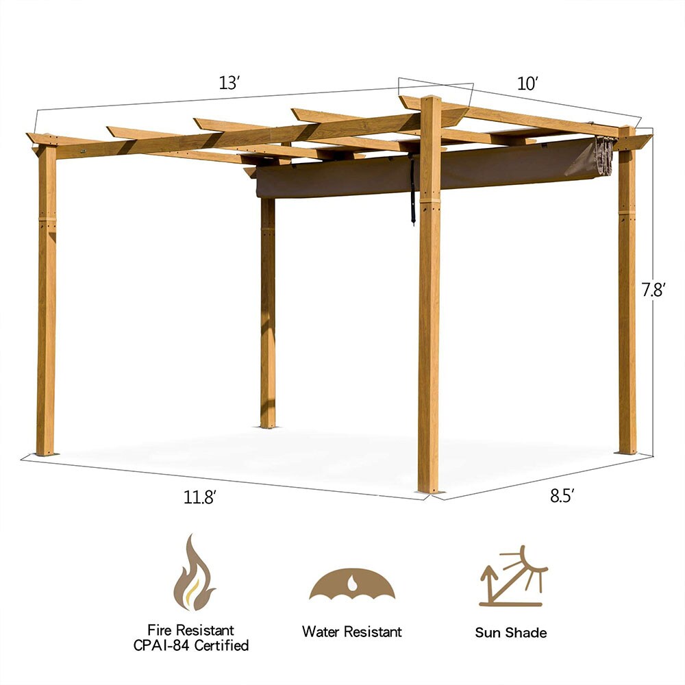 Sunrinx 13-ft x 10-ft Rectangular Wood-looking Standard Canopy at Lowes.com