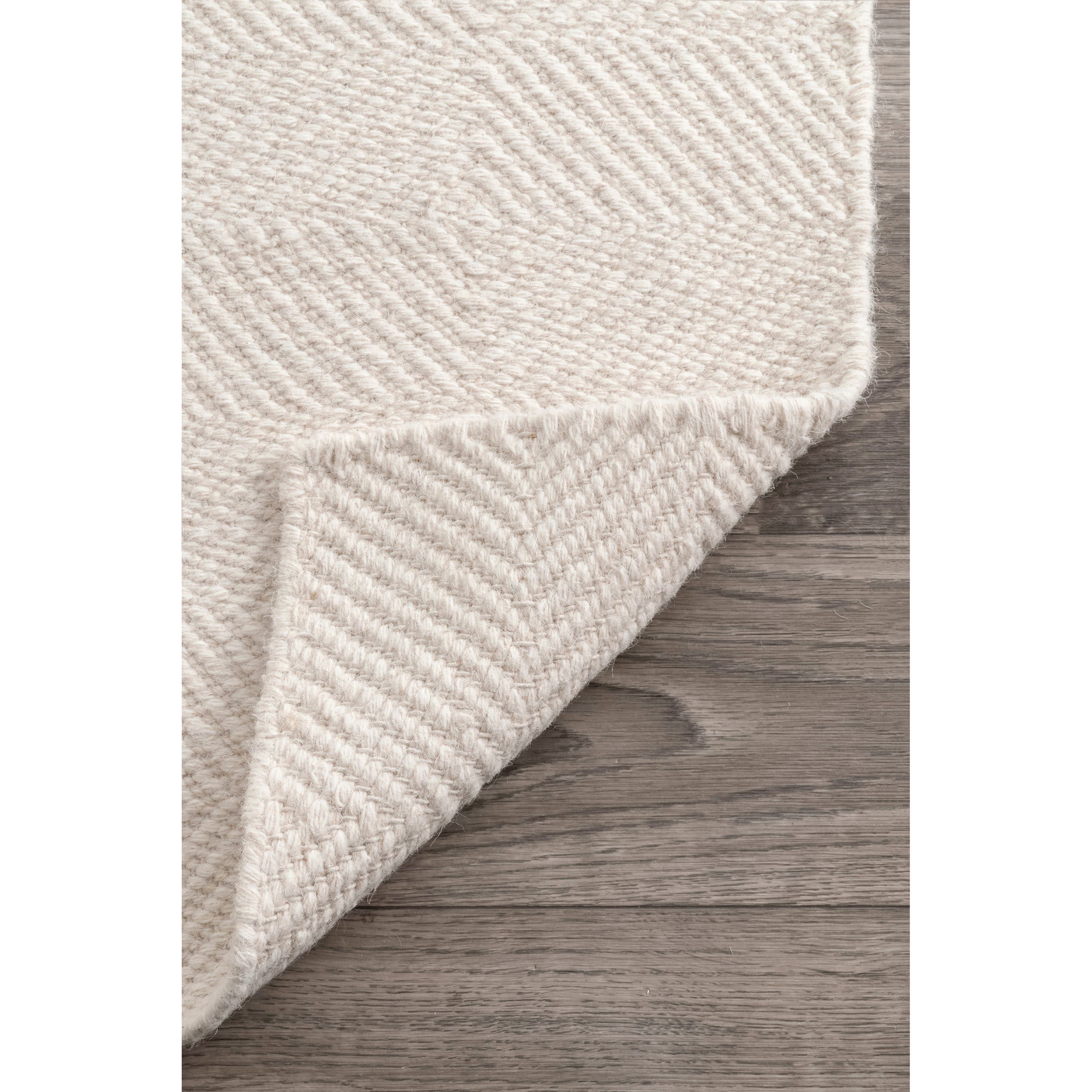 Cream Geometric Tufted Wool Area Rug, 5' x 8'