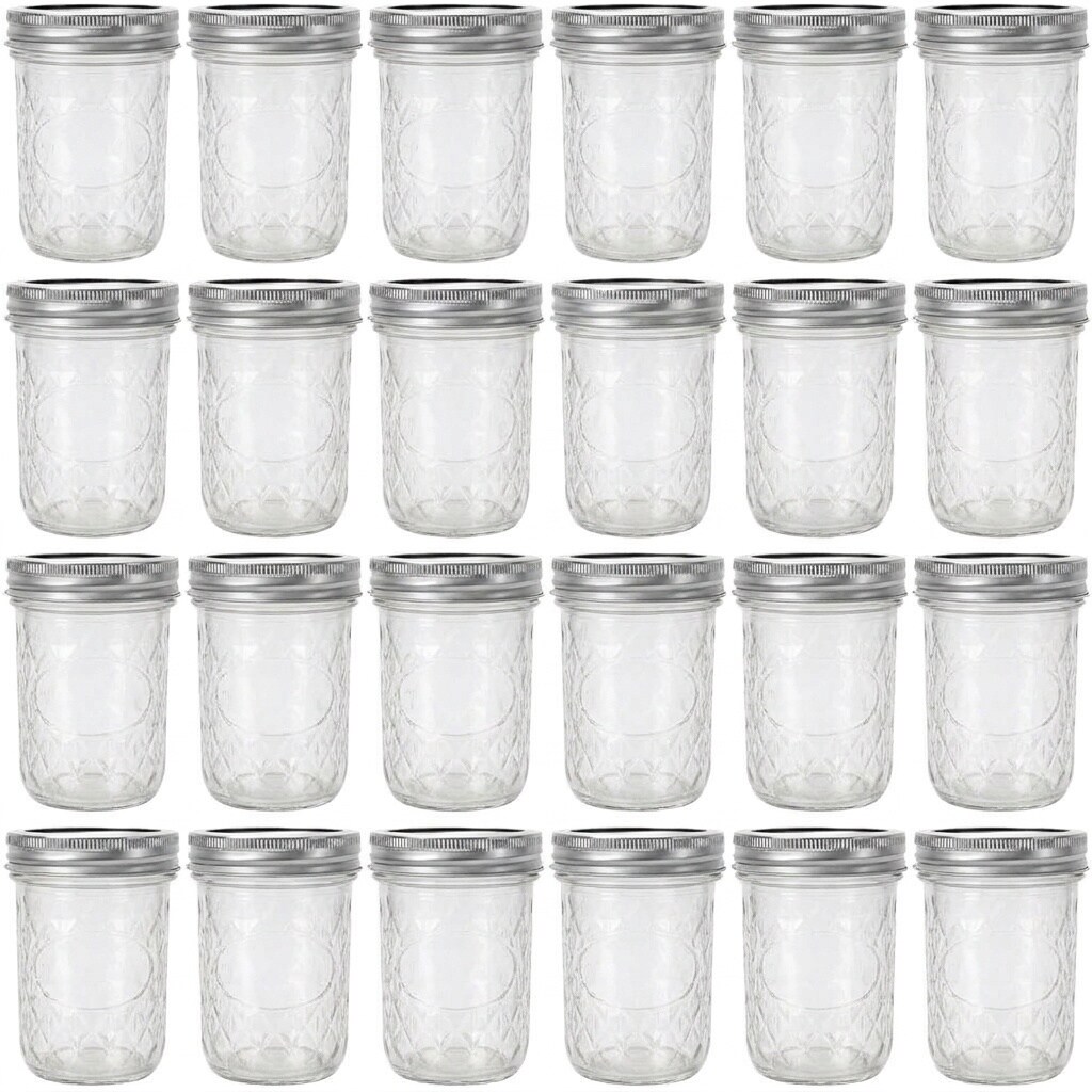 Aoibox  8 oz Regular Mouth Glass Mason Jars with Airtight Lids Bands and Labels 24 Pack for Home Use