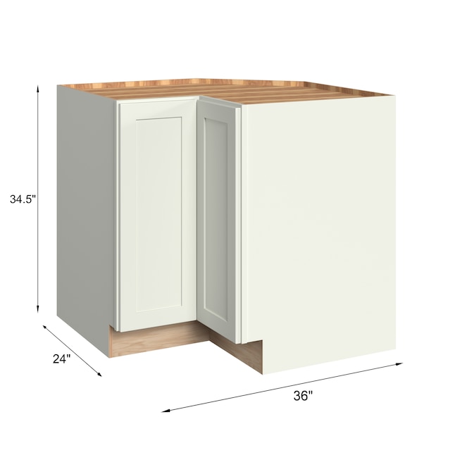 Shaker Ready To Assemble 36 in. W x 34.5 in. H x 36 in. D Plywood Lazy Susan Kitchen Cabinet in Denver White Shaker Ready To Assemble 36 in. W x 34.5 in. H x 36 in. D Plywood Lazy Susan Kitchen Cabinet in Denver White