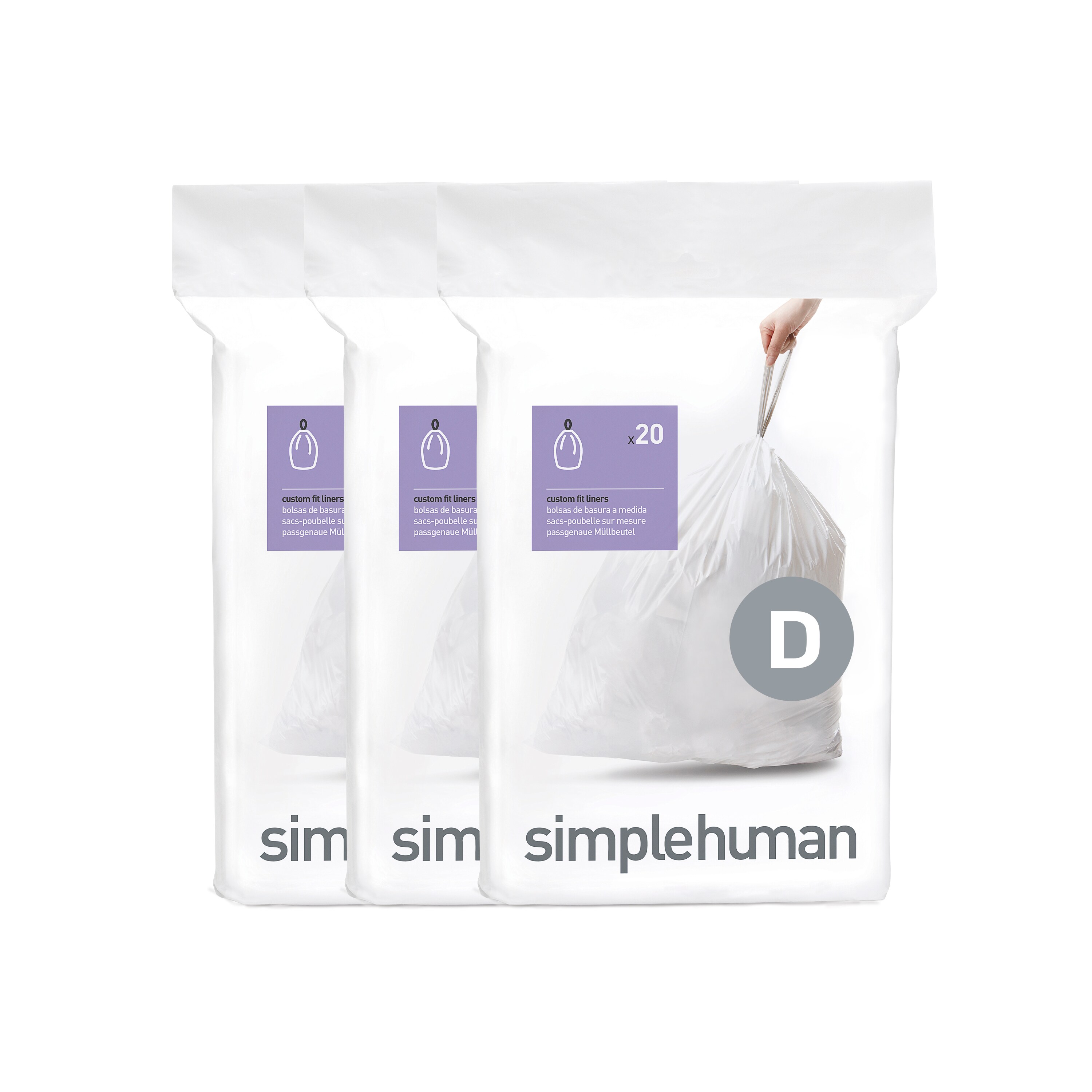 simplehuman Code D 5.3-Gallons White Plastic Kitchen Drawstring Trash Bag  (60-Count) in the Trash Bags department at