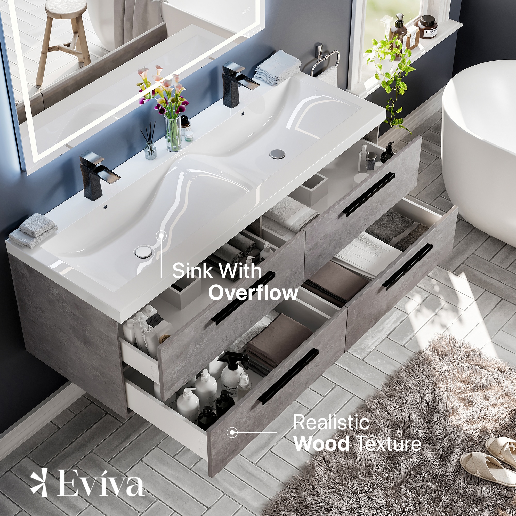 Eviva EVVN144-57CGR Bath-Vanity-Combo - View #4