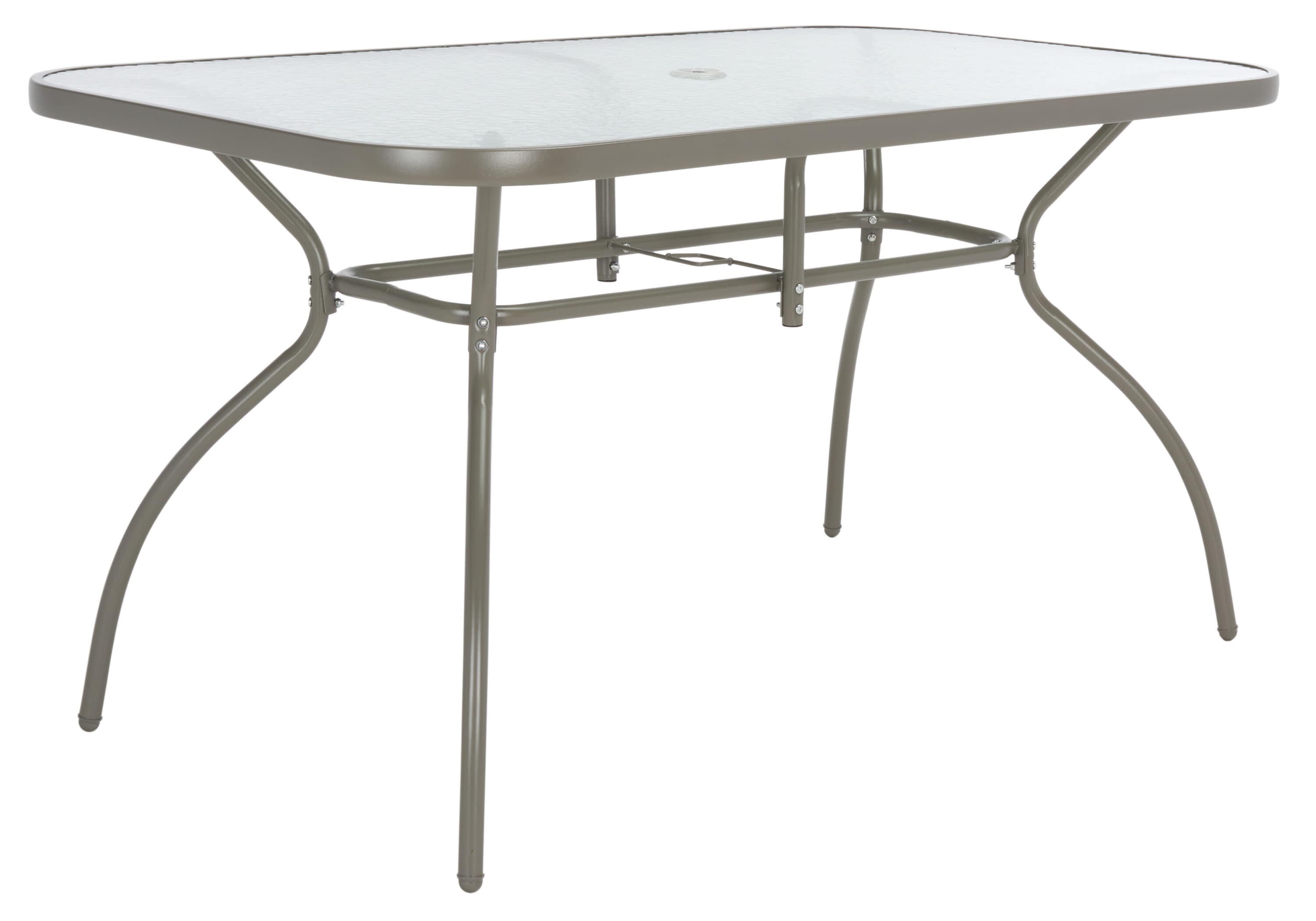 Laurenti 6-Person Grey Glass-Top Outdoor Dining Set with Umbrella