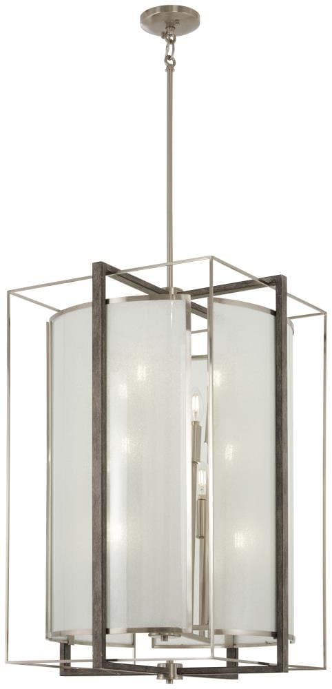 Minka Lavery Tyson's Gate 12-Light Brushed Nickel with Shale Wood  Transitional Square Hanging Pendant Light at