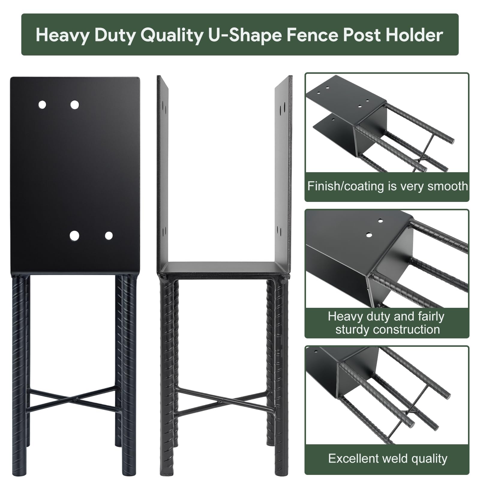 KHKFY Heavy Duty U Shaped Post Base for Concrete 6 by 6 Wood Posts ...