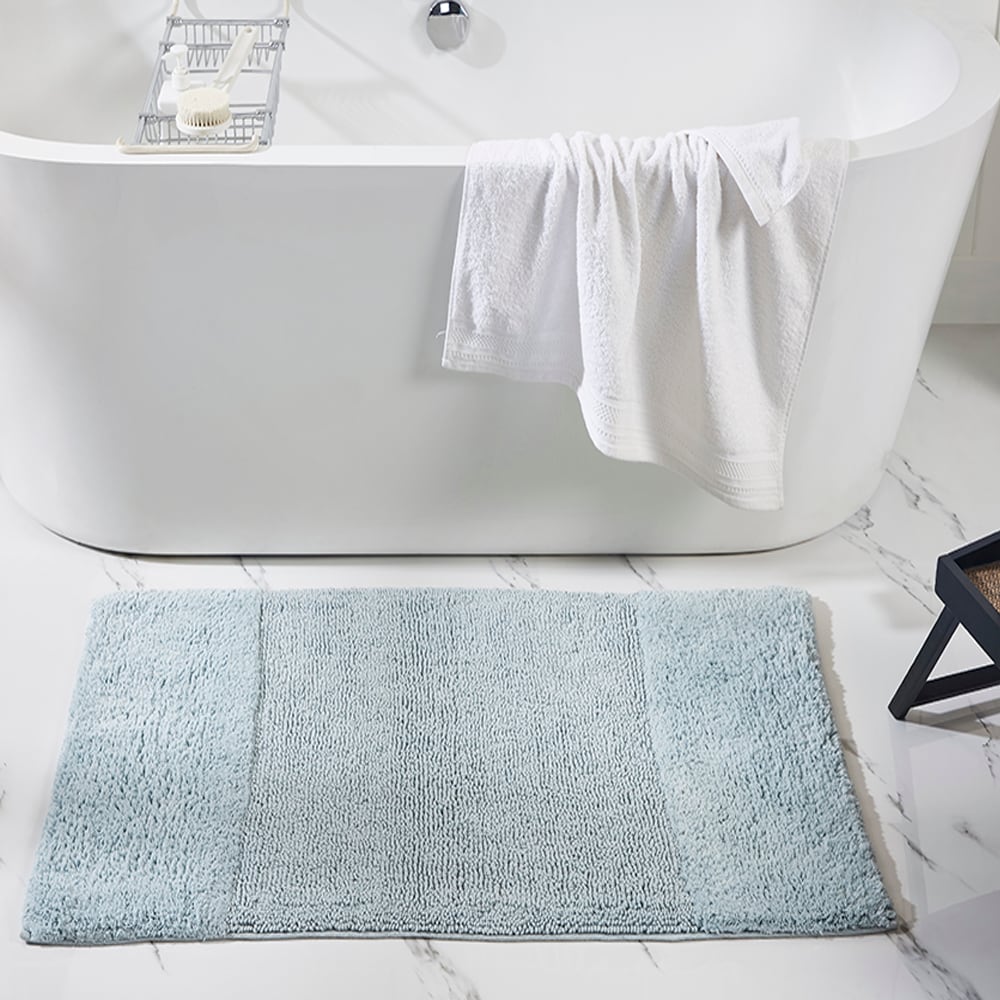 Better Trends 40-in x 24-in Blue Cotton Bath Rug in the Bathroom Rugs ...