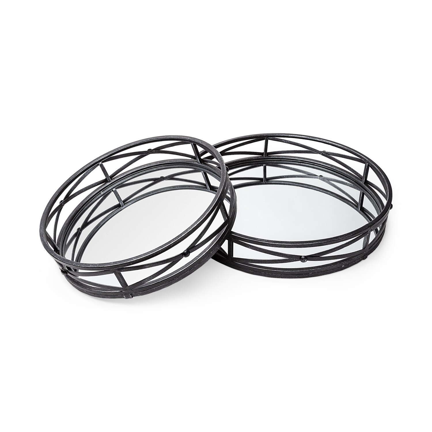 HomeRoots 4000376025 4-in x 22-in Black Round Serving Tray