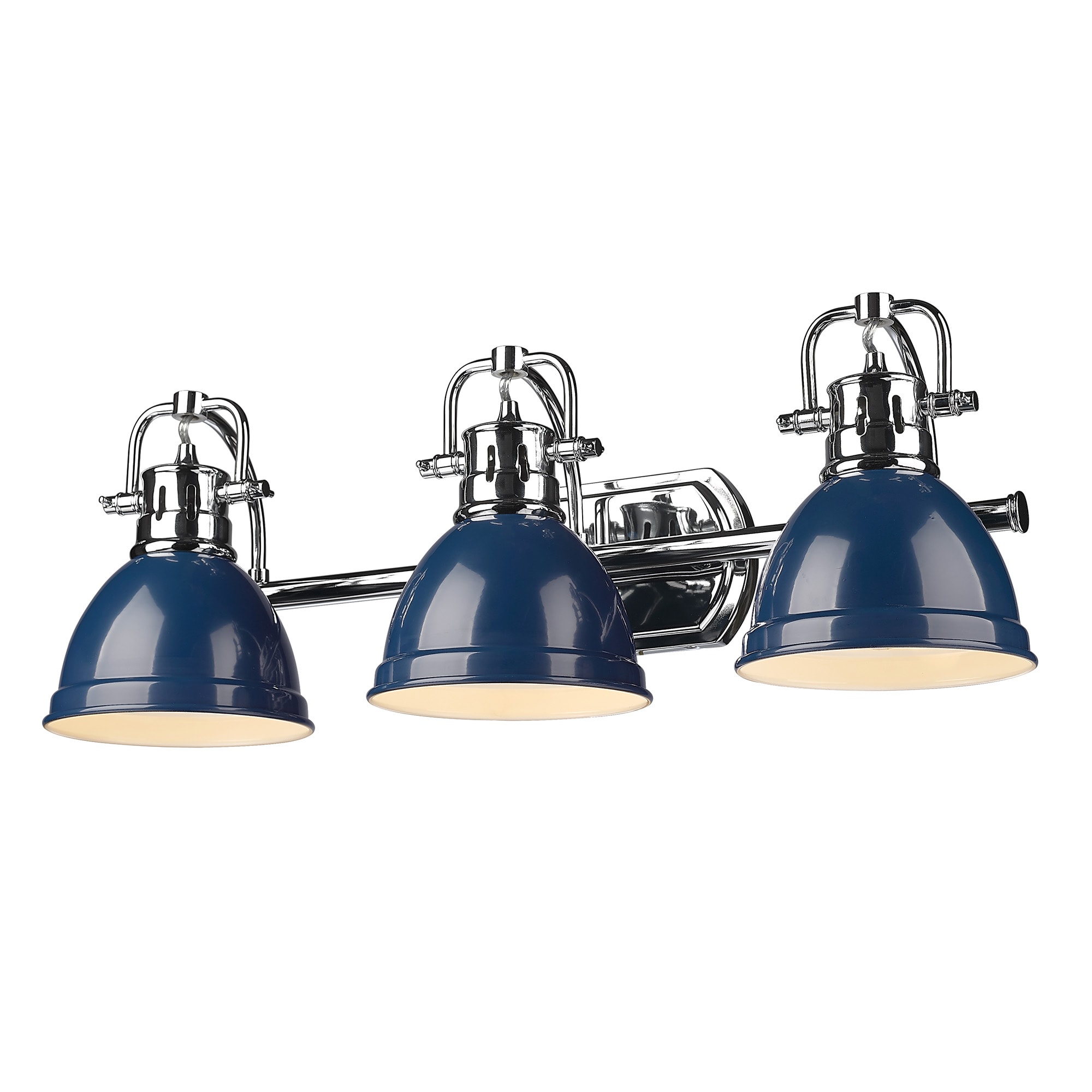 Golden Lighting 3602-BA3 CH-NVY Duncan 24.5-in 3 -Light Steel Transitional Vanity light