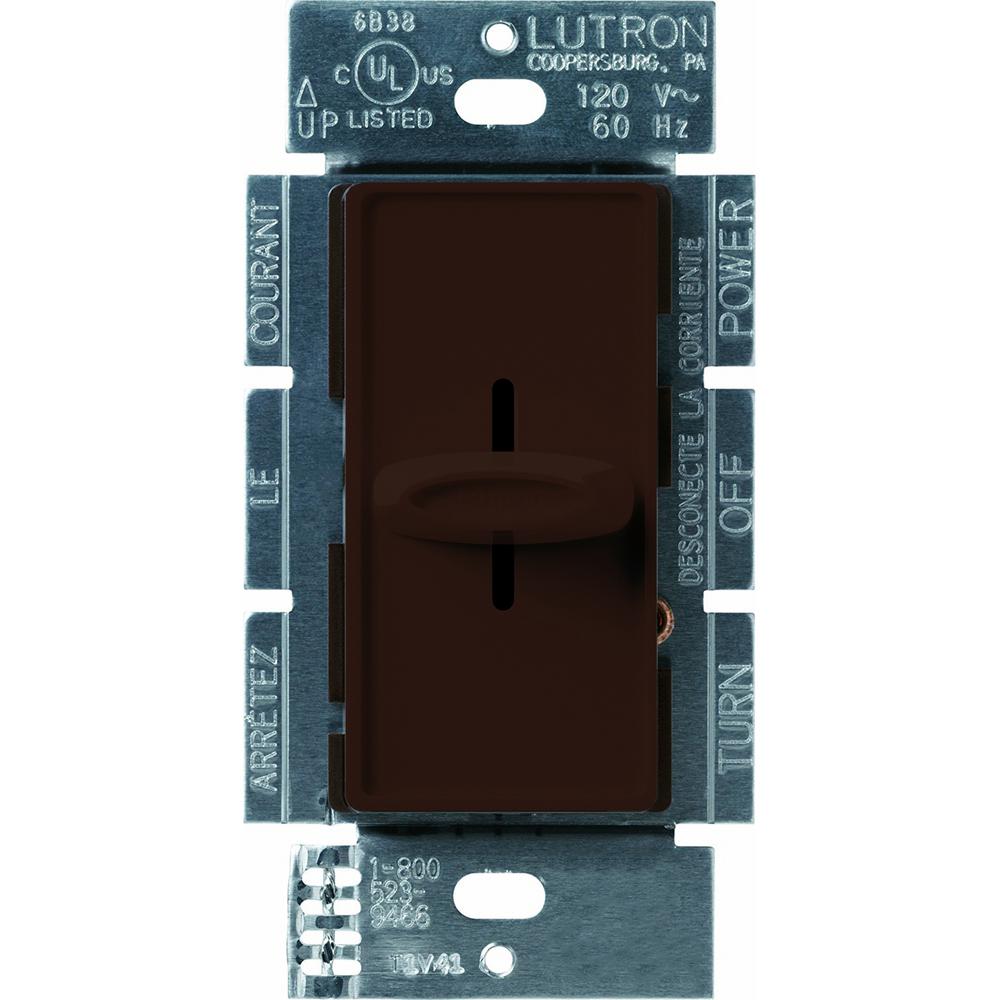 Lutron S-1000-BR Skylark Incandescent Single-pole Slide Light dimmer switch Brown
