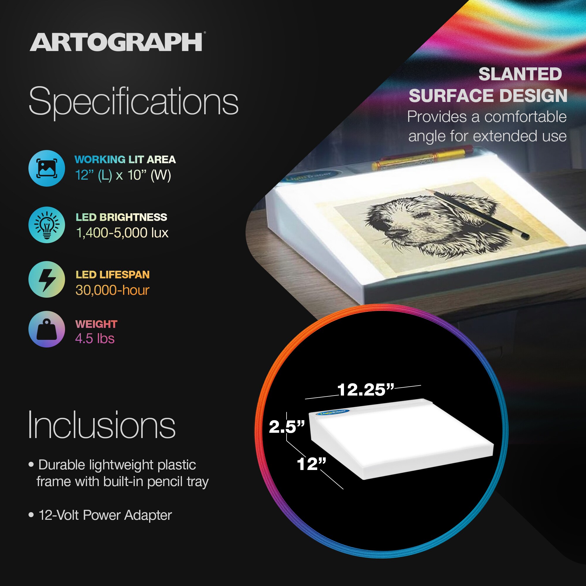 Artograph LightTracer LED Lightbox 12 Inches x 10 Inches Drawing Board ...