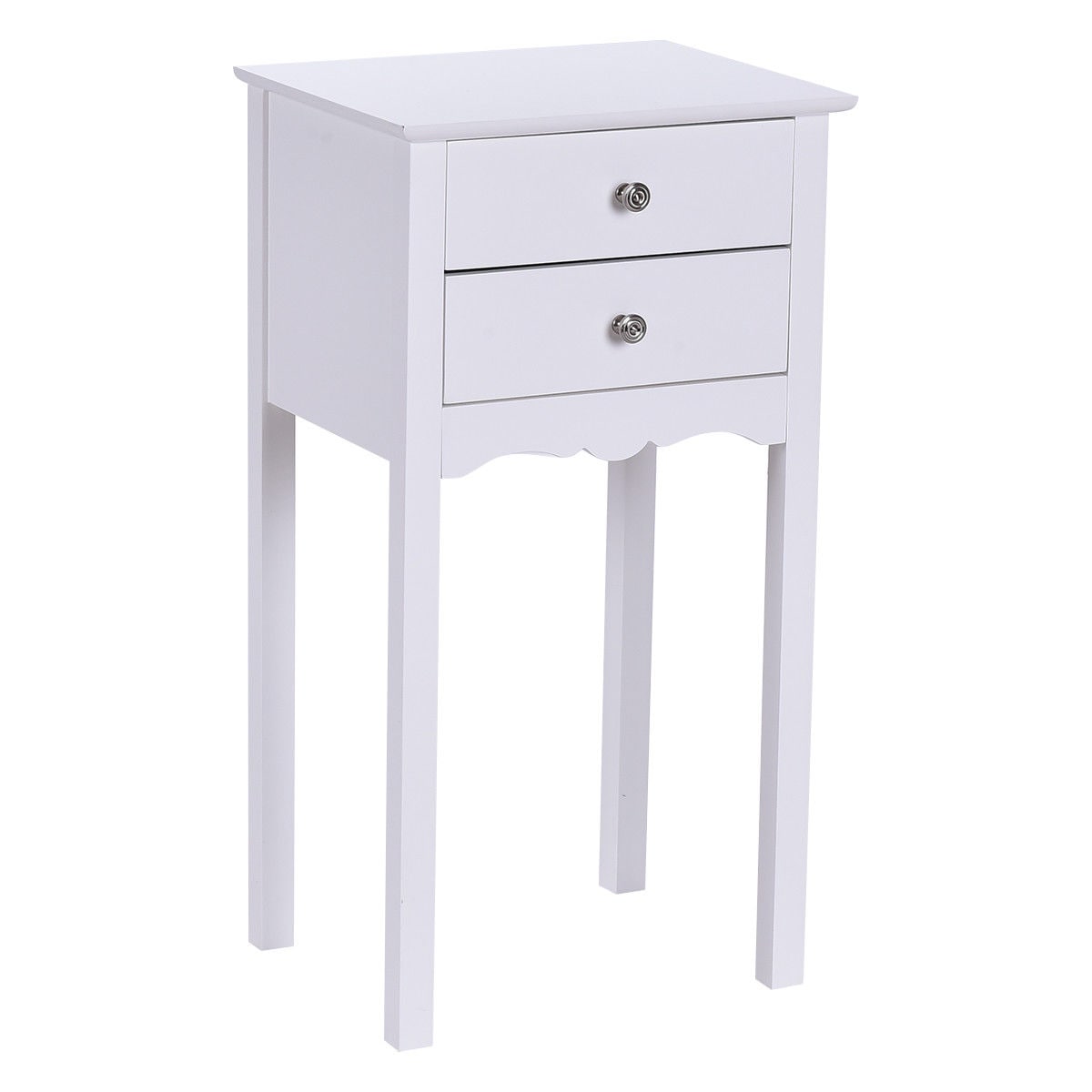 CASAINC WF-HW56184WH-LA End table with 2 drawers 13-in W x 30-in H White Wood Modern End Table with Storage Assembly Required